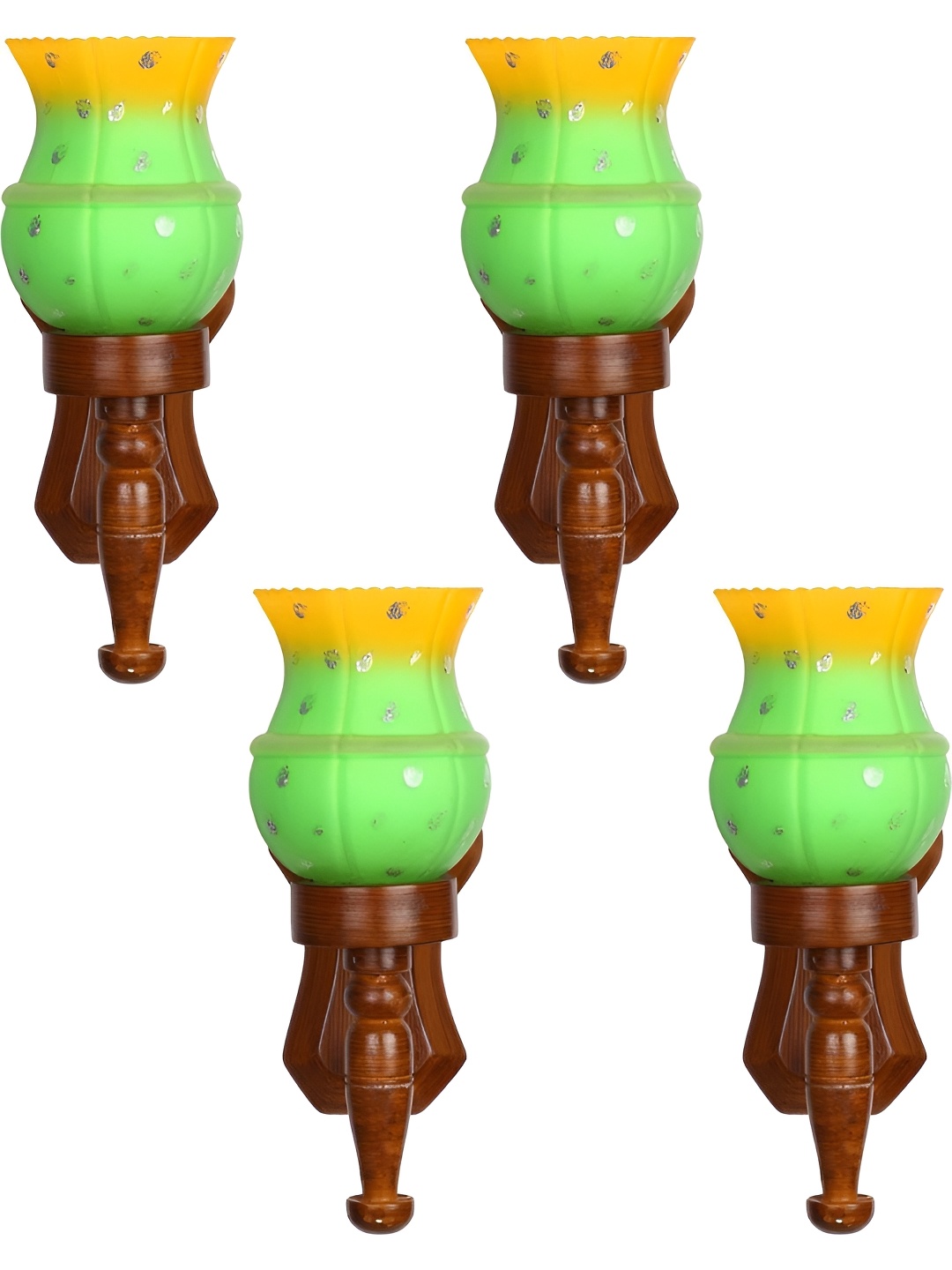

Afast Green & Yellow 4 Pieces Printed Abstract Shaped Wood Contemporary Wall Lamps