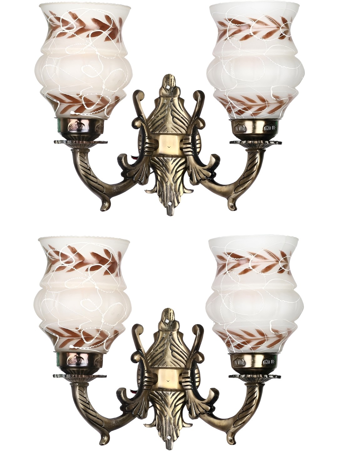

Afast White & Brown 2 Pieces Printed Abstract Shaped Metal Contemporary Wall Lamps