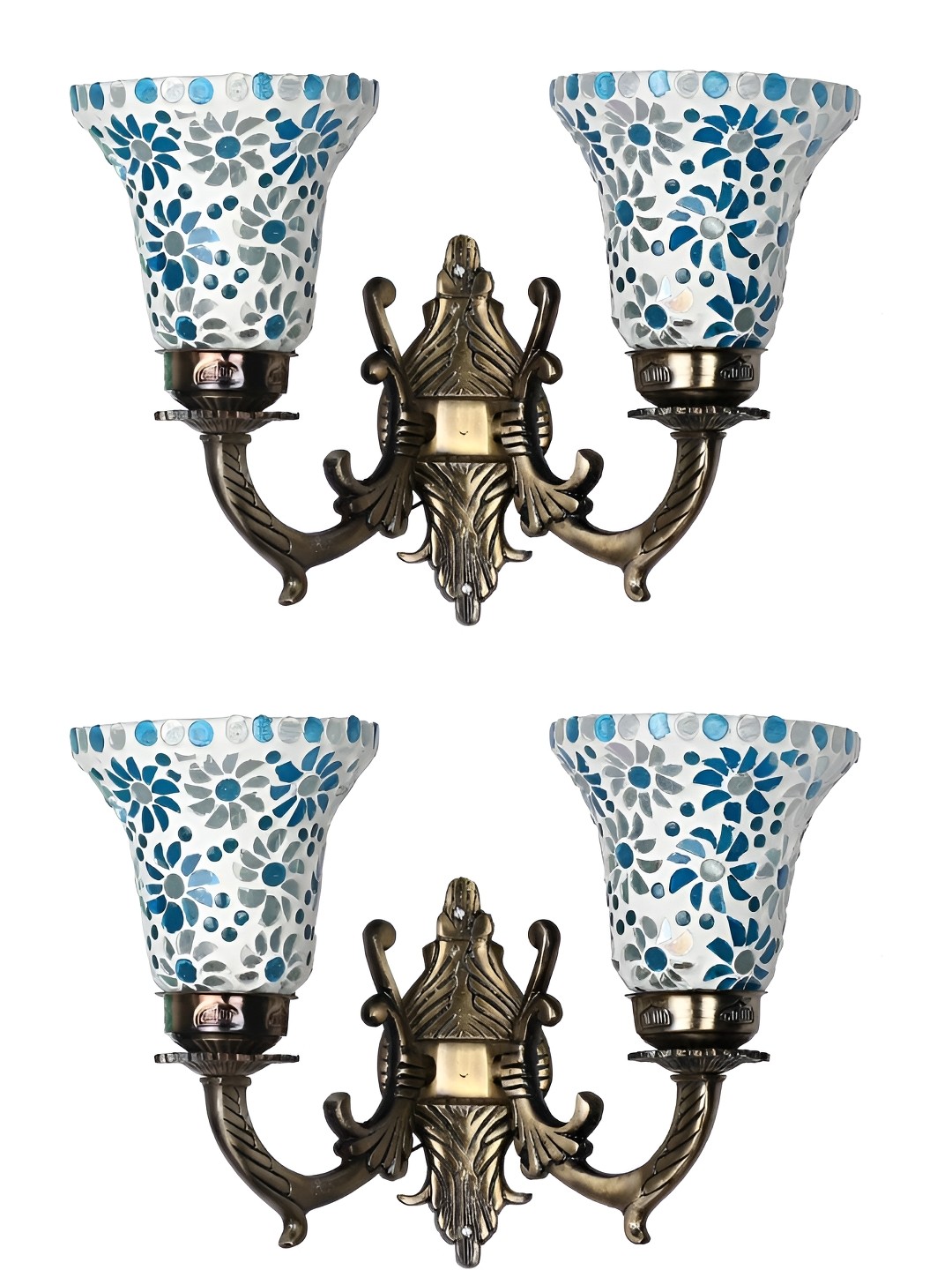 

Afast White & Blue 2 Pieces Printed Abstract Shaped Metal Contemporary Wall Lamps