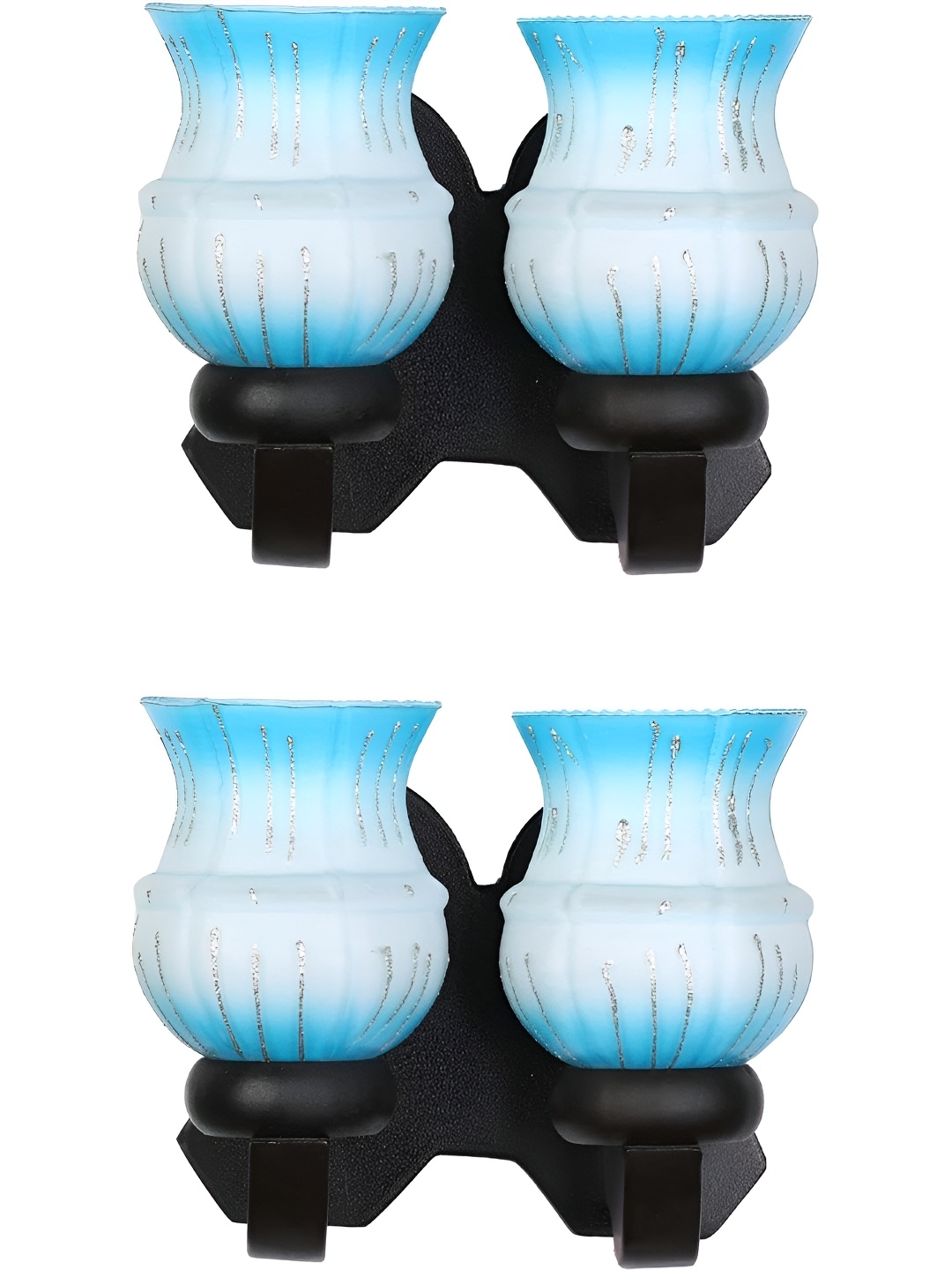 

Afast White & Blue 2 Pieces Printed Abstract Shaped Wood Contemporary Wall Lamps
