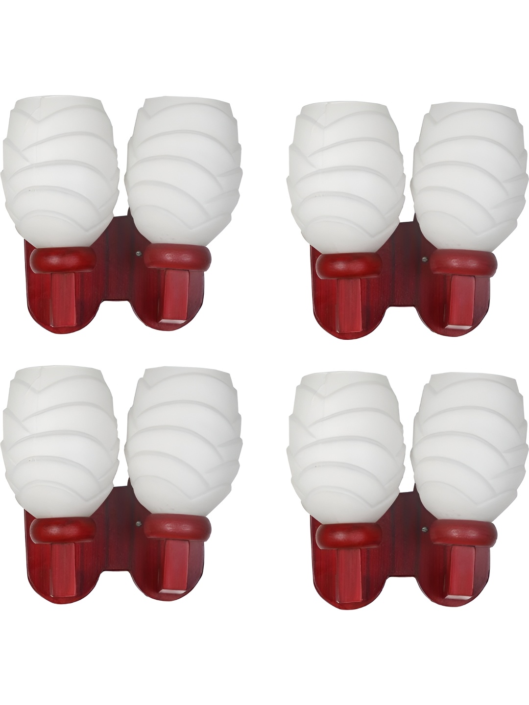 

Afast White & Red 4 Pieces Textured Abstract Shaped Wood Contemporary Wall Lamps