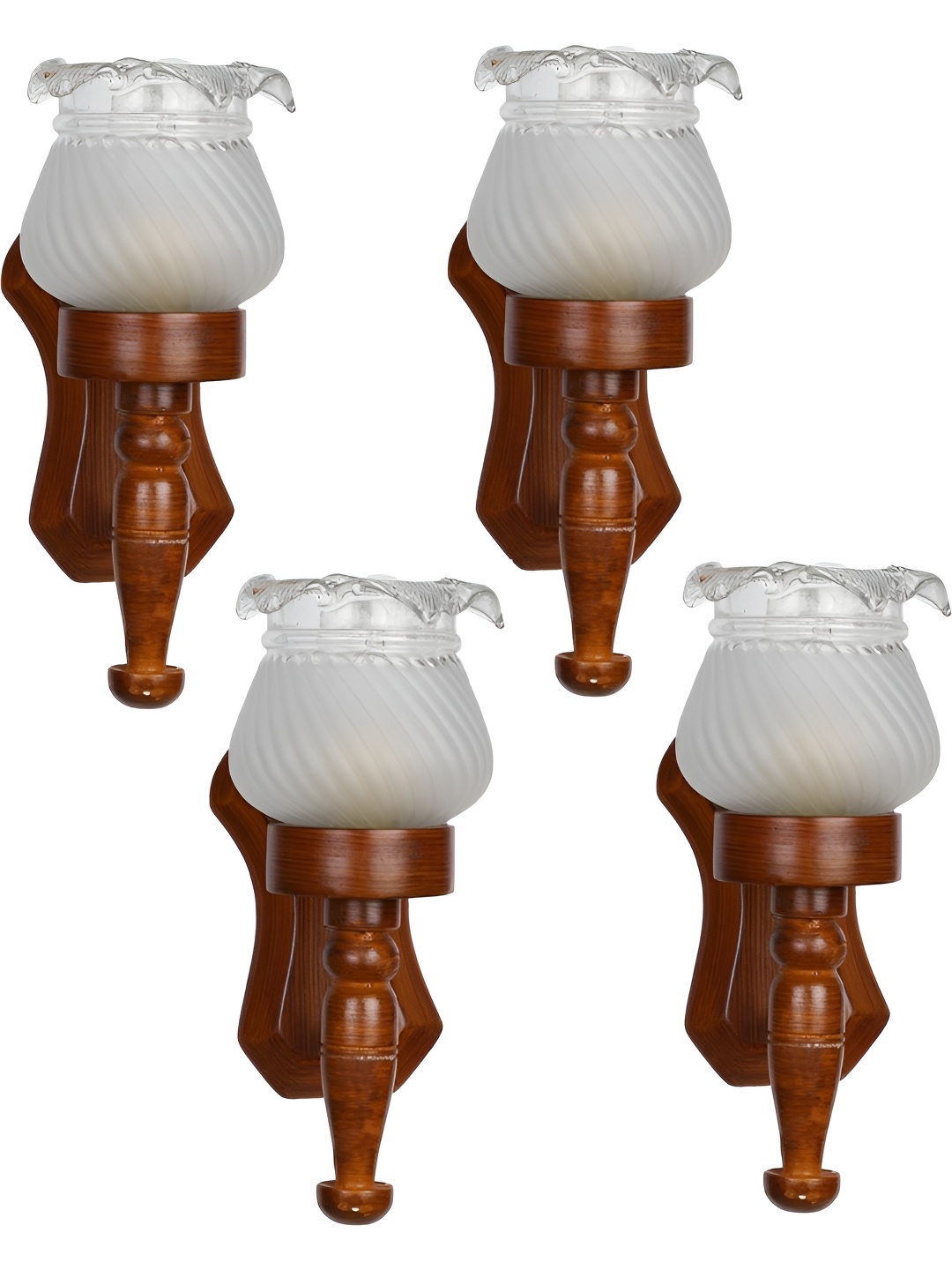

Afast Transparent & White 4 Pieces Textured Abstract Shaped Wood Contemporary Wall Lamps