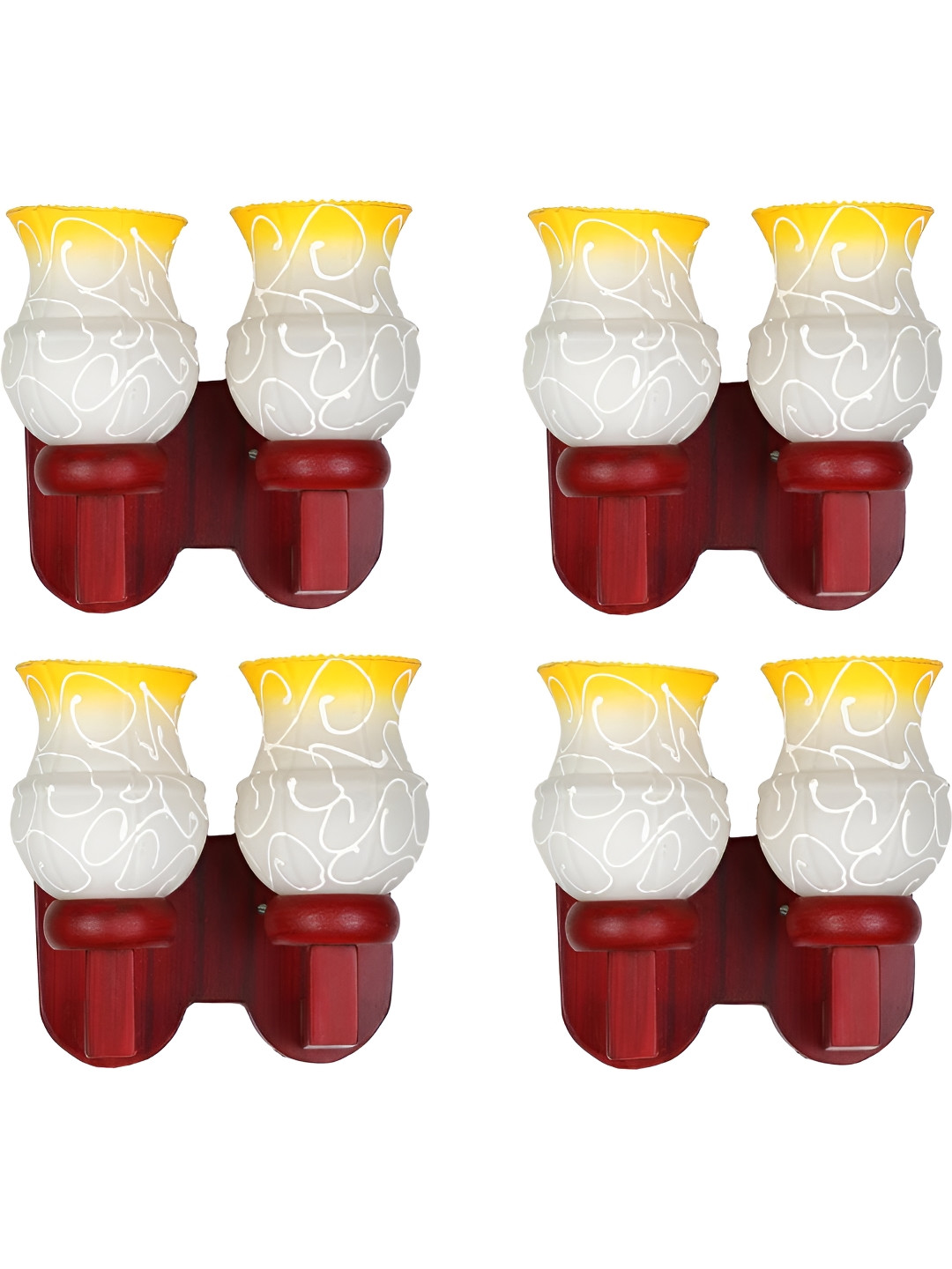 

Afast Yellow & White 4 Pieces Printed Abstract Shaped Wood Contemporary Wall Lamps
