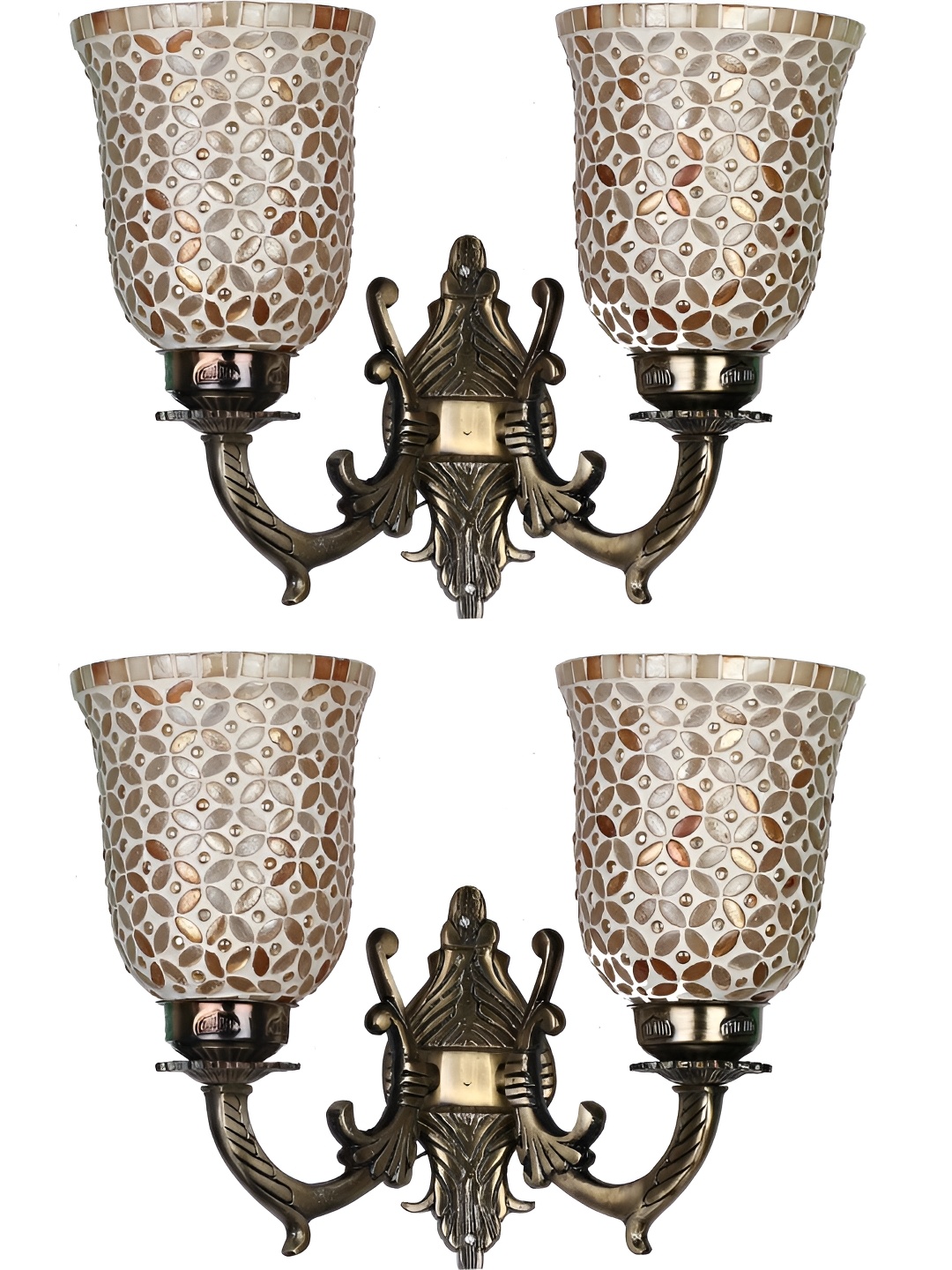 

Afast Gold-Toned & White 2 Pieces Printed Abstract Shaped Metal Contemporary Wall Lamps