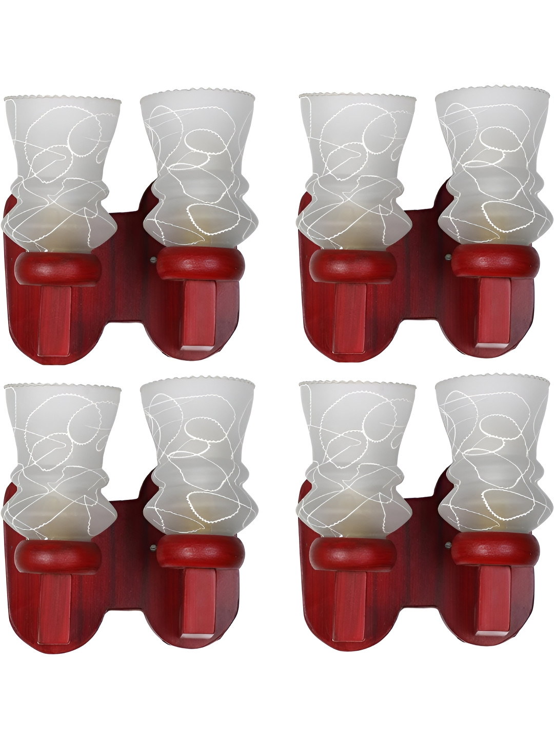 

Afast White & Red 4 Pieces Printed Abstract Shaped Wood Contemporary Wall Lamps