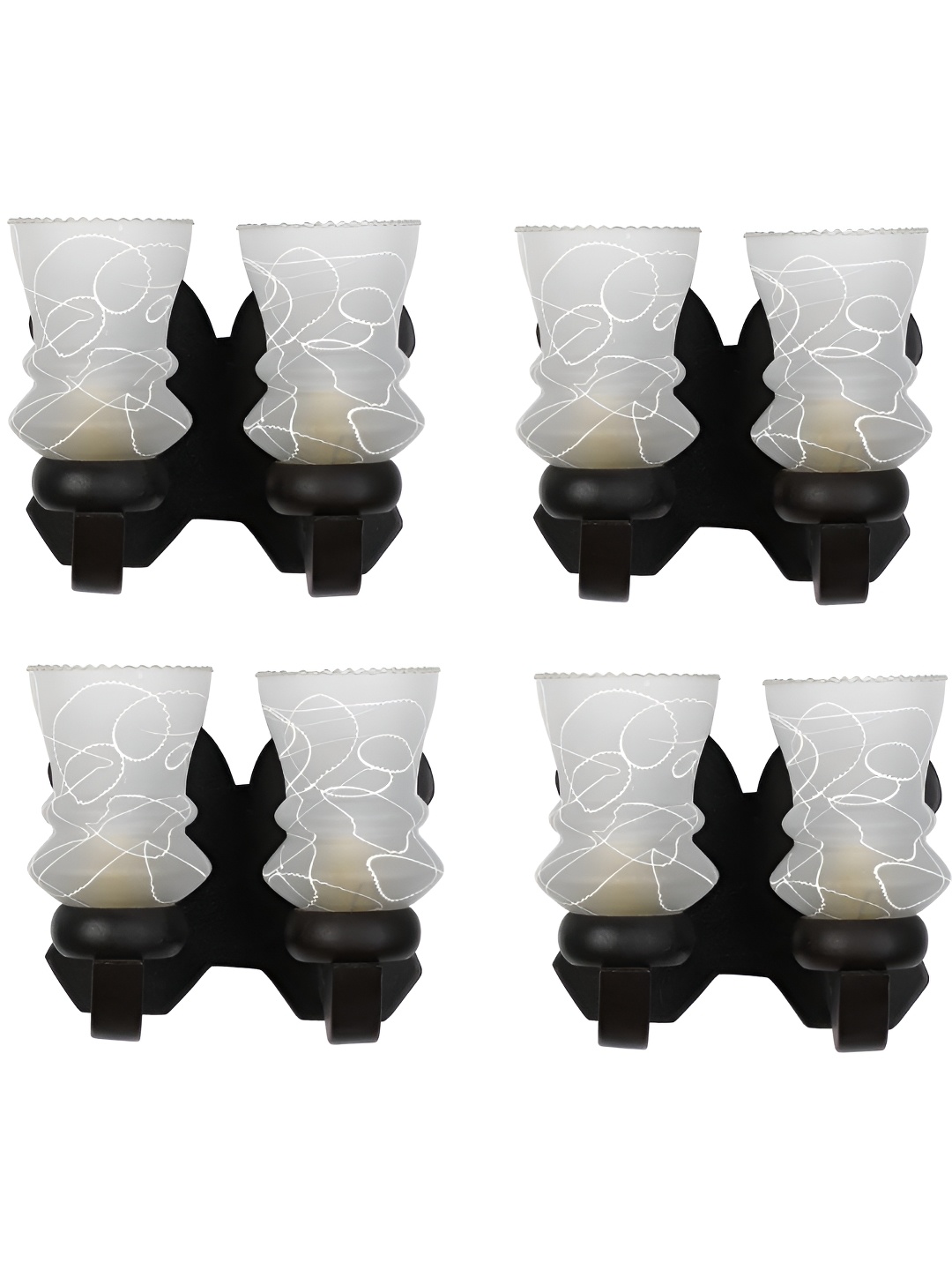 

Afast White & Black 4 Pieces Printed Abstract Shaped Wood Contemporary Wall Lamps