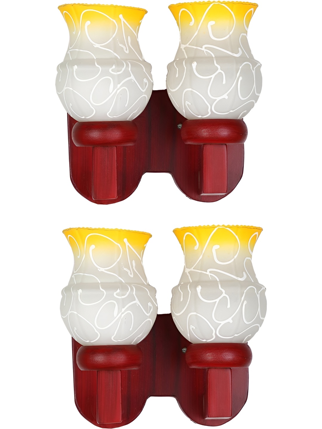 

Afast Yellow & White 4 Pieces Printed Abstract Shaped Wood Contemporary Wall Lamps