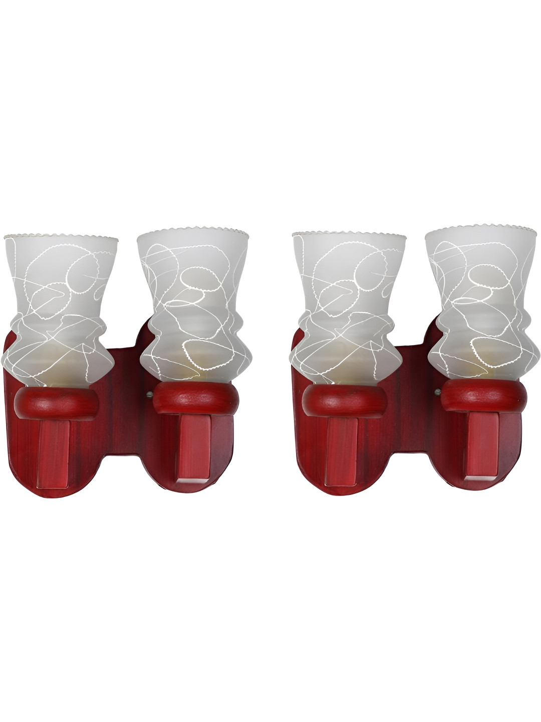 

Afast White & Red 2 Pieces Printed Abstract Shaped Wood Contemporary Wall Lamps