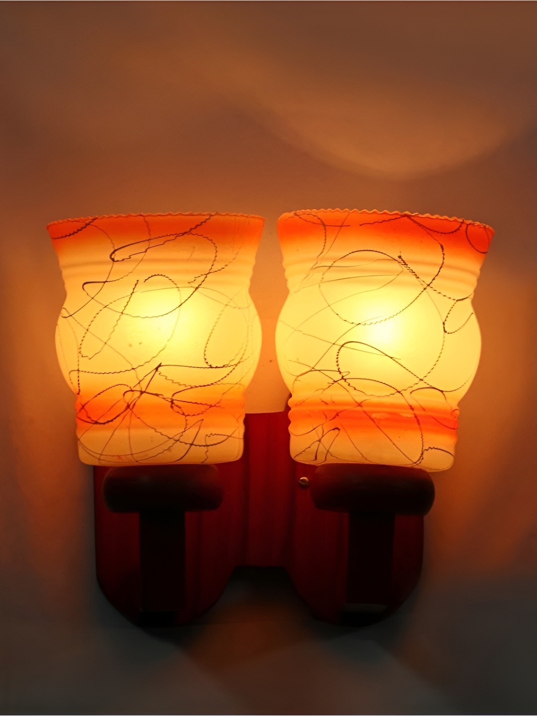 

Afast Orange & White Printed Abstract Shaped Wood Contemporary Wall Lamp