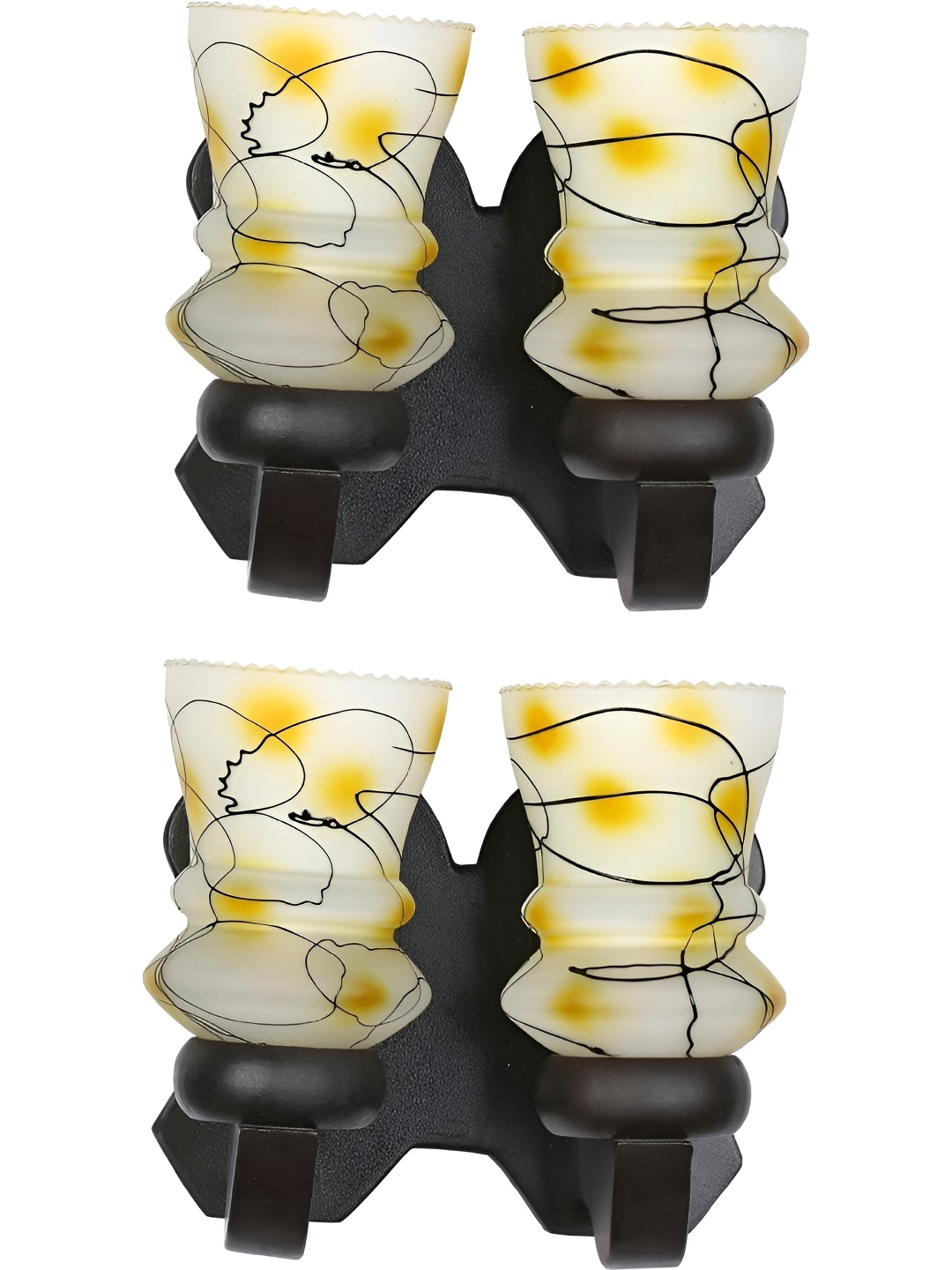 

Afast White & Yellow 2 Pieces Printed Abstract Shaped Wood Contemporary Wall Lamps