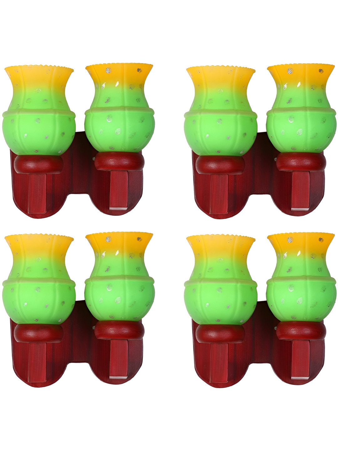 

Afast Green & Yellow 4 Pieces Printed Abstract Shaped Wood Contemporary Wall Lamps