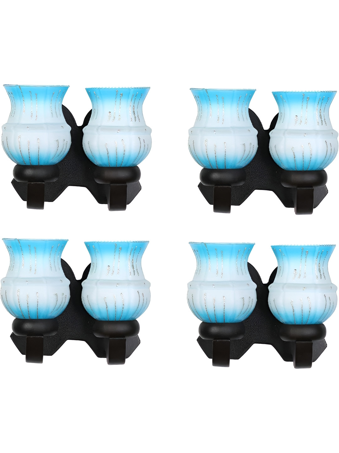 

Afast White & Blue 4 Pieces Printed Abstract Shaped Wood Contemporary Wall Lamps