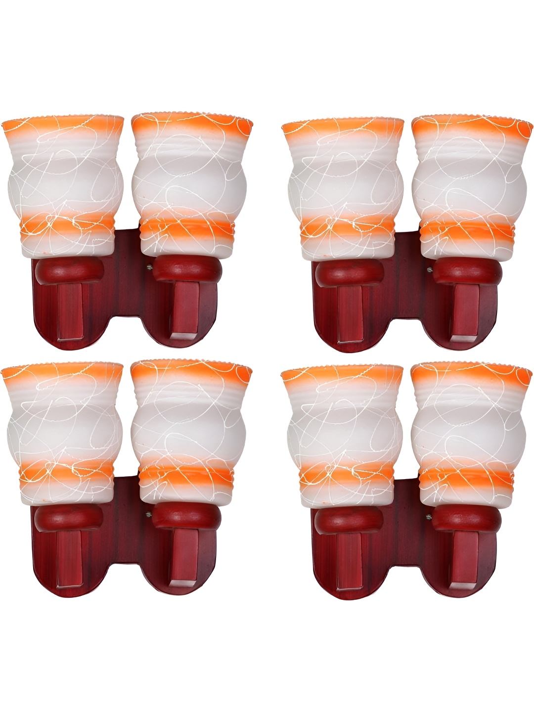 

Afast Orange & White 4 Pieces Printed Abstract Shaped Wood Contemporary Wall Lamps