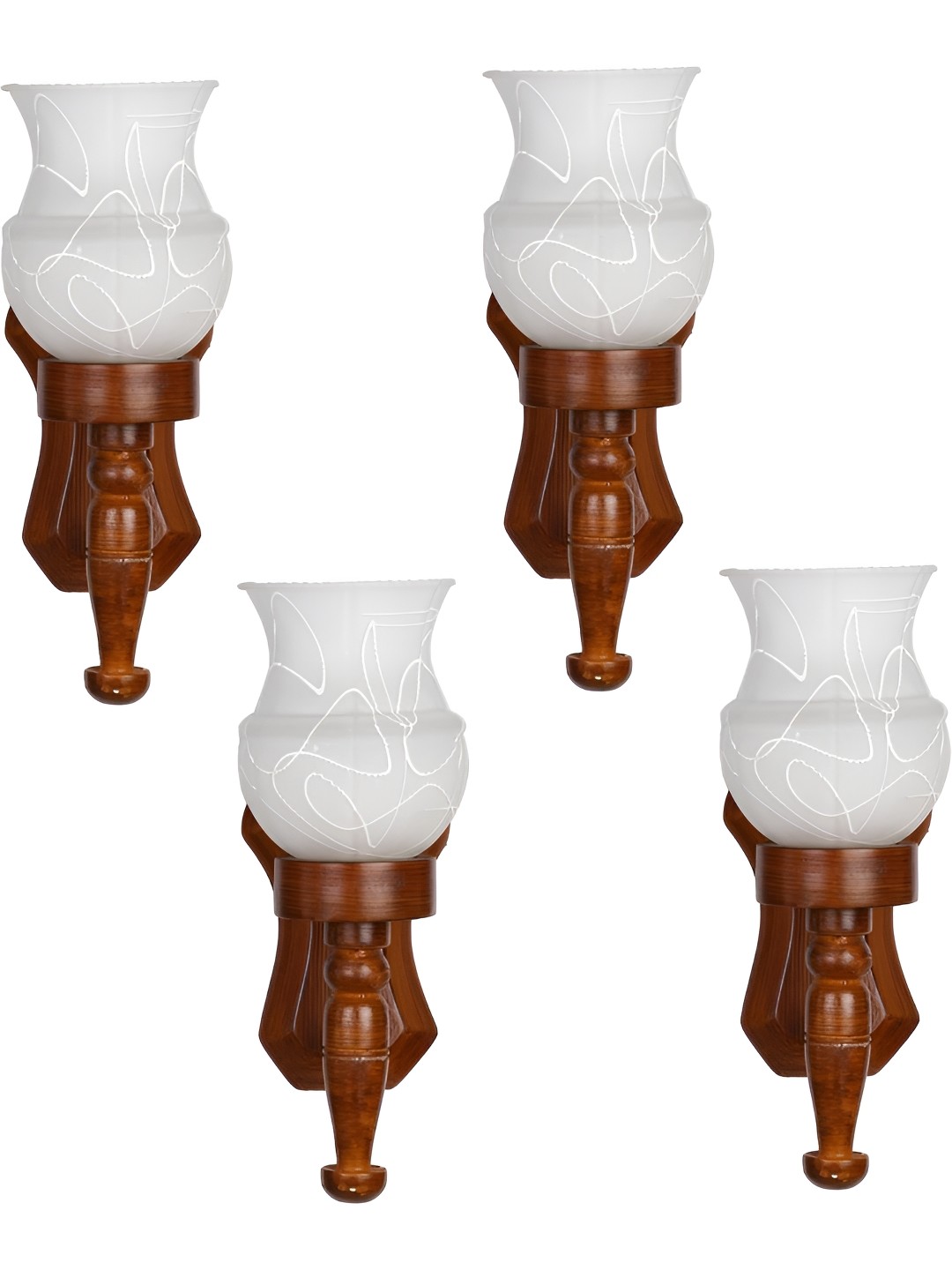 

Afast White & Brown 4 Pieces Printed Abstract Shaped Wood Contemporary Wall Lamps