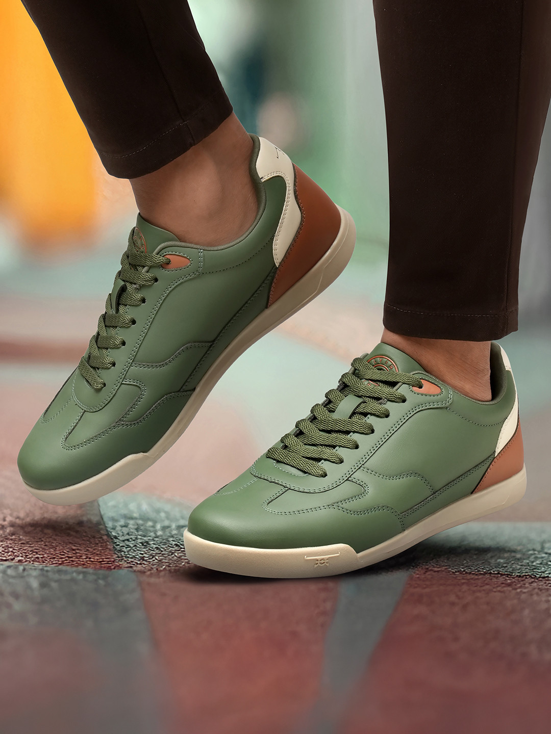 

Flying Machine Men PU Round Toe Sneakers, Olive