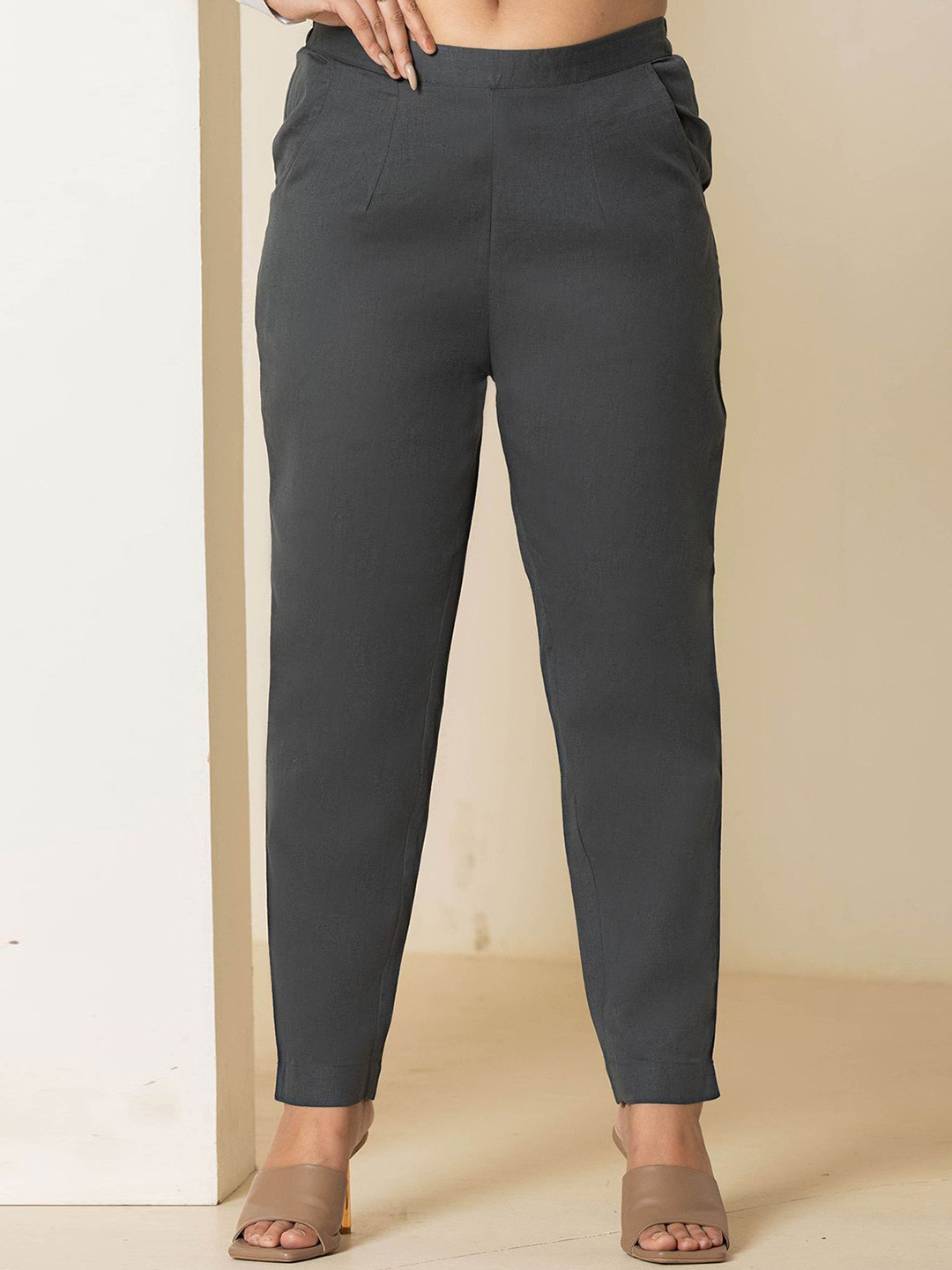 

Eco Clothing Women Relaxed Tapered Fit Easy Wash Trousers, Steel