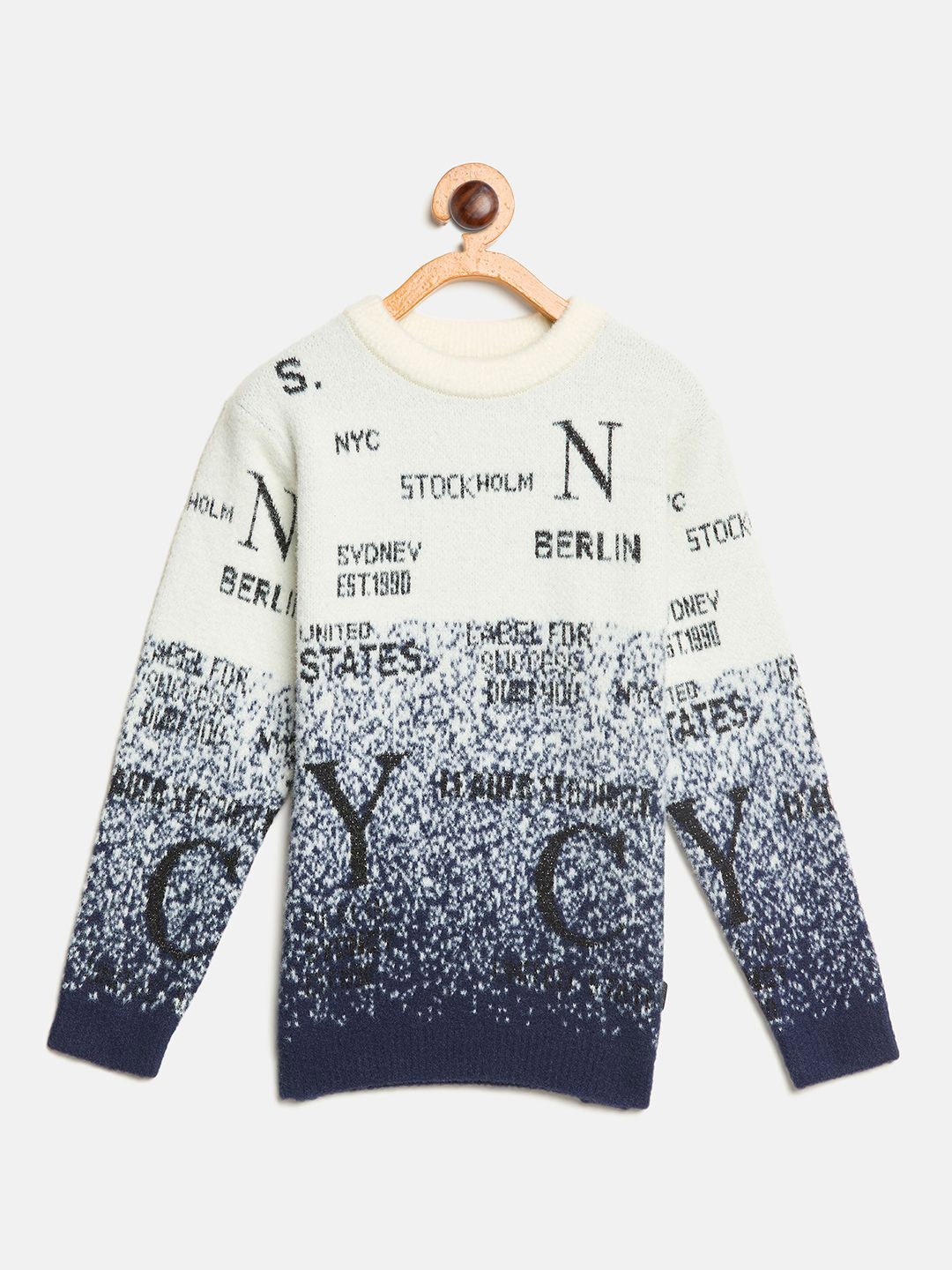 

Duke Boys Self Design Round Neck Pullover Sweater, Blue