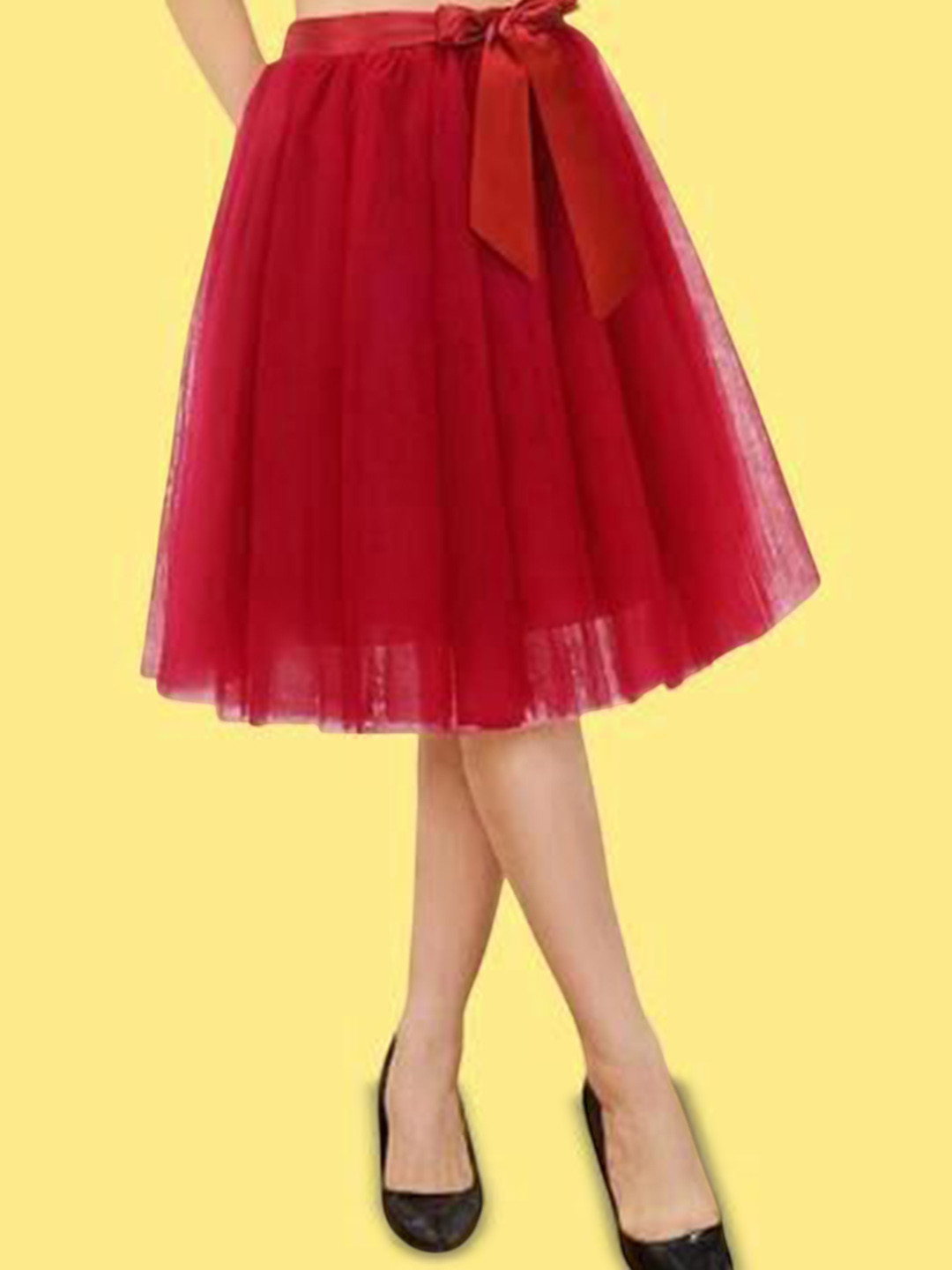 

Alisha Moda Girls Flared Knee Length Skirt, Red