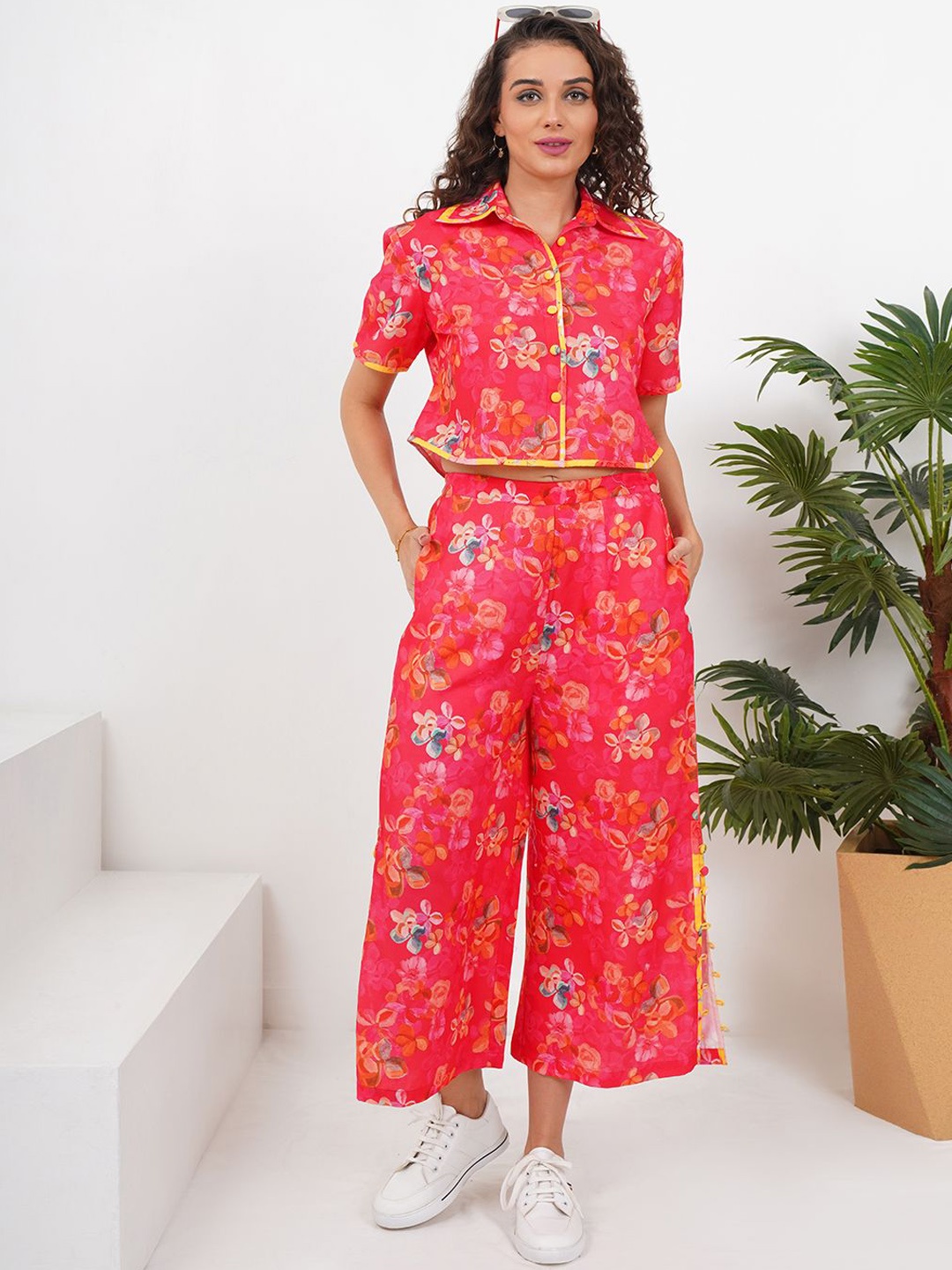 

Slumber Jill Floral Printed Shirt With Trousers, Pink