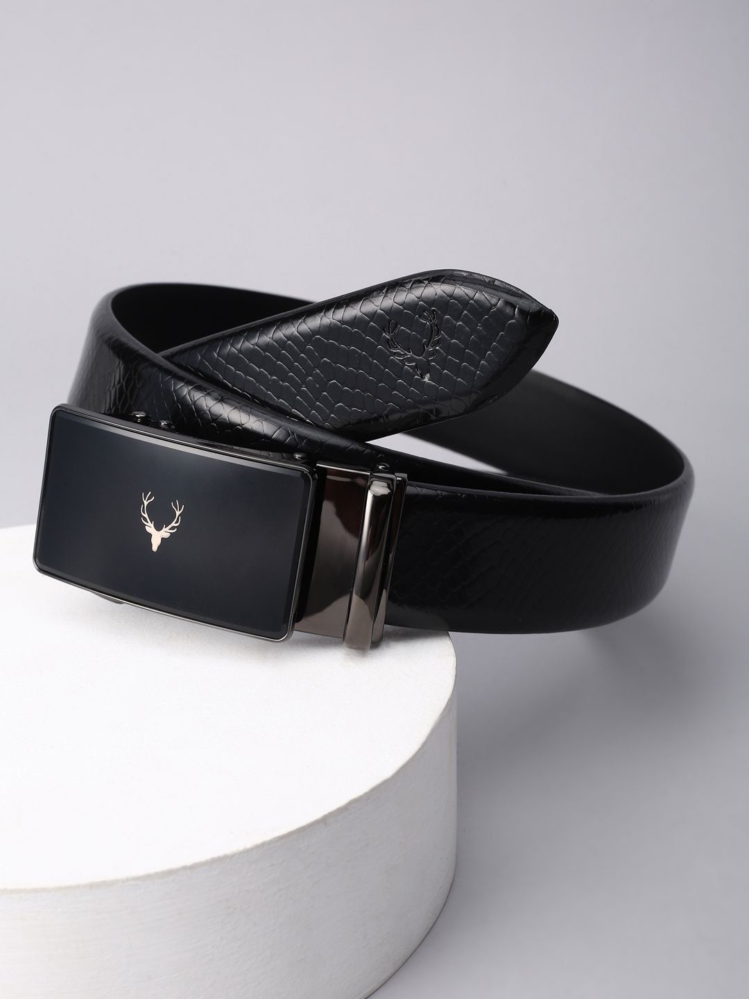 

Allen Solly Men Textured Leather Formal Belt, Black