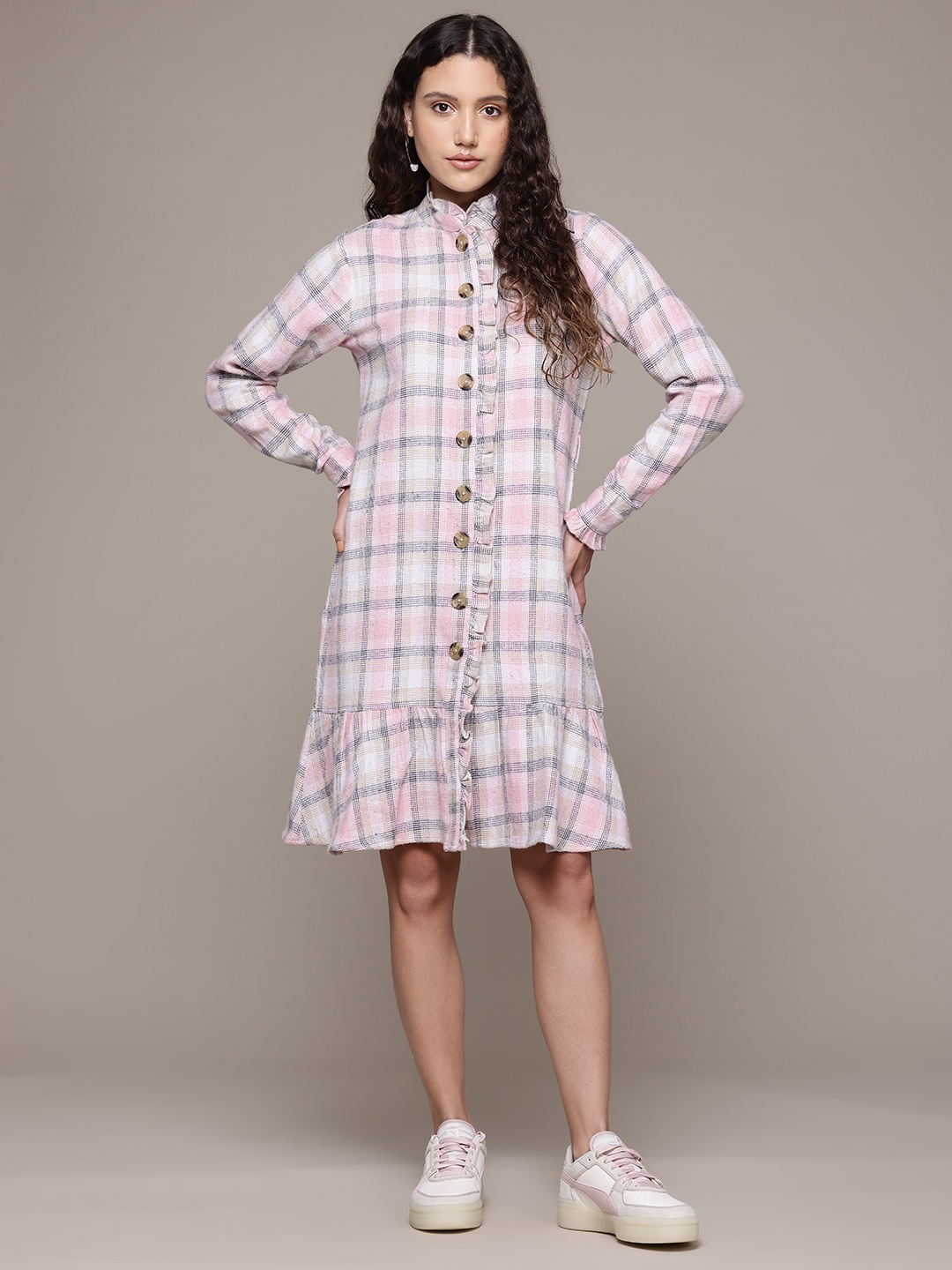 

The Roadster Lifestyle Co. Checked Shirt Dress, Pink