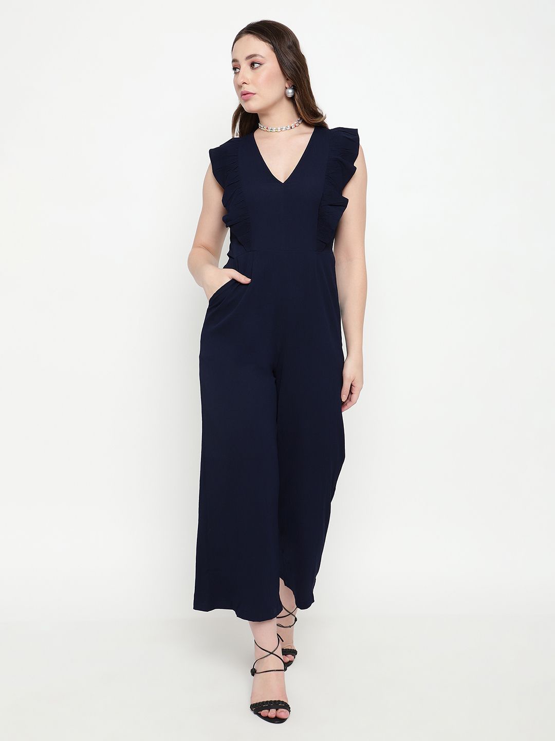 

Satrisha Basic Jumpsuit with Ruffles, Navy blue