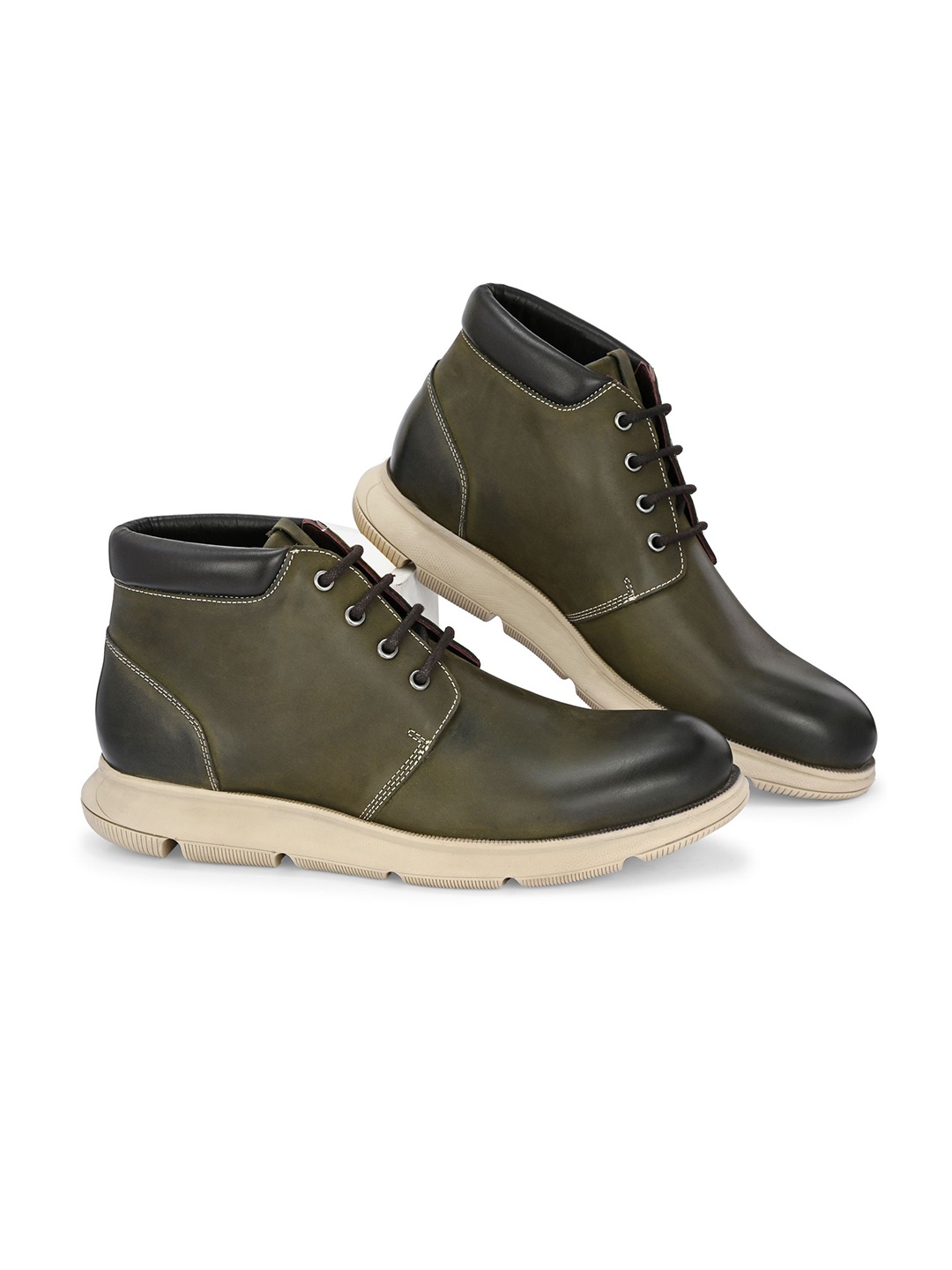 

Harrykson London Men Leather Lace-Ups High-Top Regular Boots, Olive