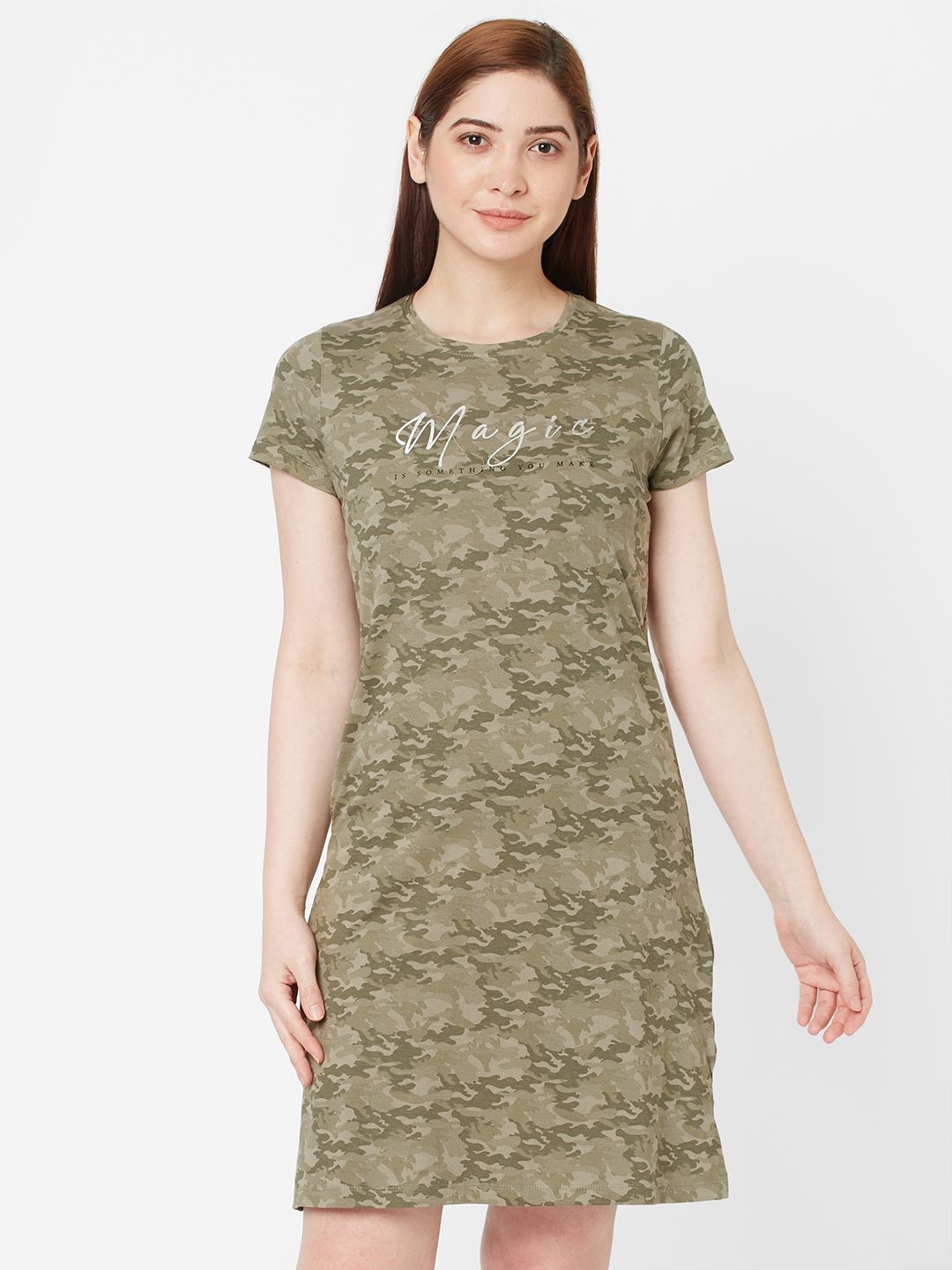 

Sweet Dreams Women Printed Pure Cotton Nightdress, Green