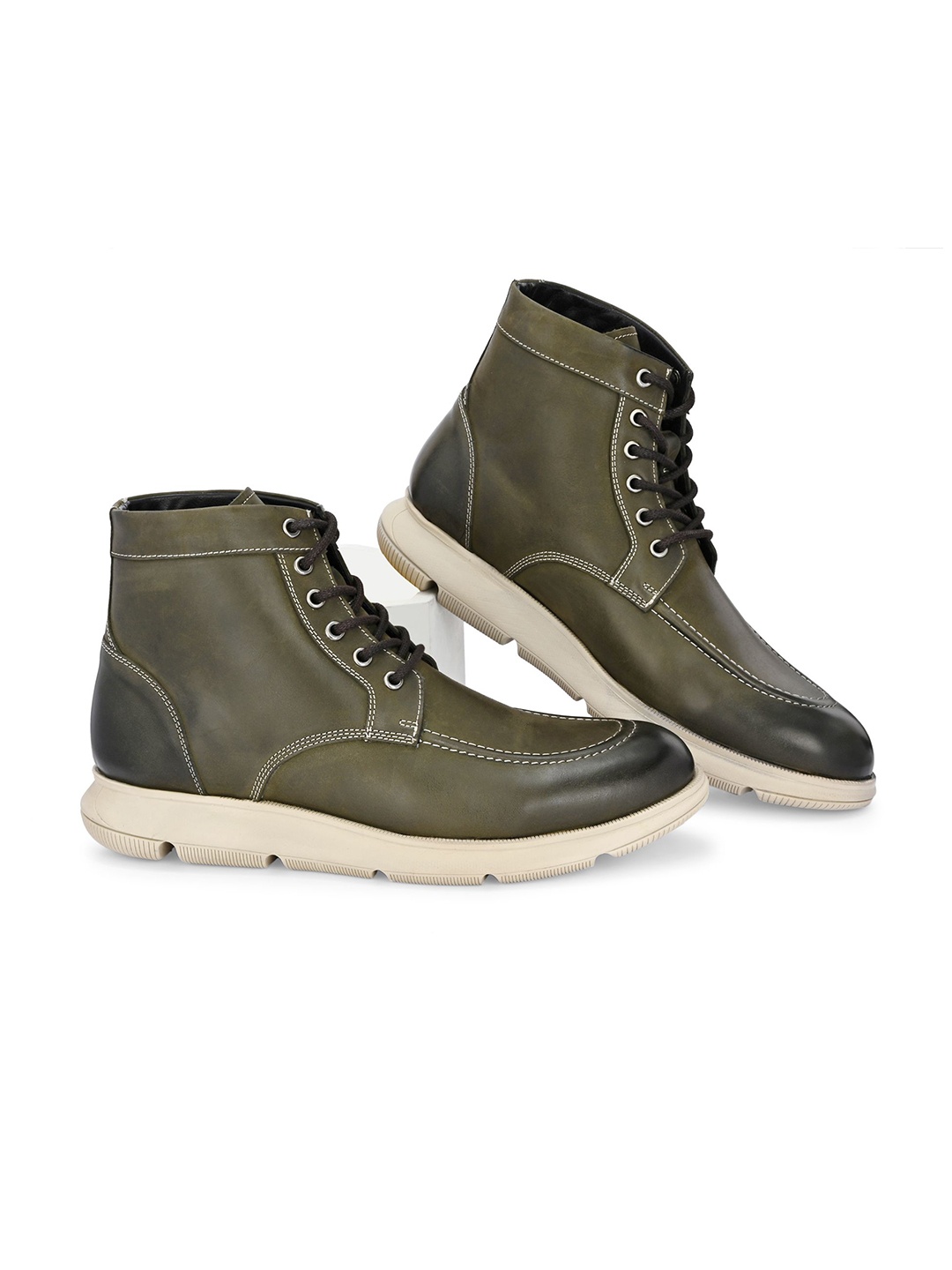 

Harrykson London Men Leather High-Top Regular Boots, Olive