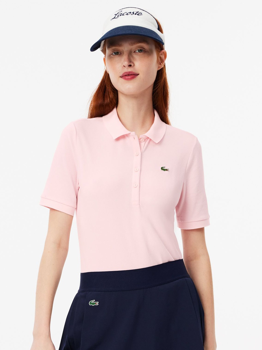 

Lacoste Women Solid Slim Fit Organic Cotton T-shirt, Pink