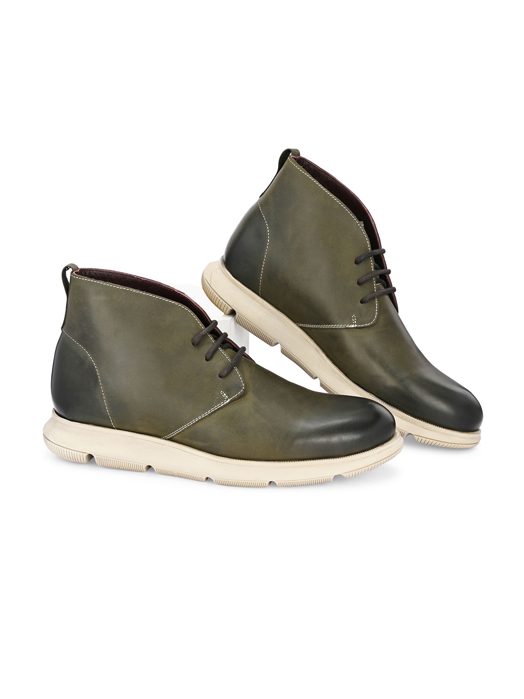 

Harrykson London Men Leather High-Top Desert Boots, Olive