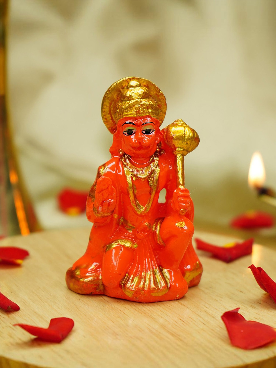 

Ekhasa Orange-Coloured & Gold-Toned Hanuman Ji Murti Car Dashboard