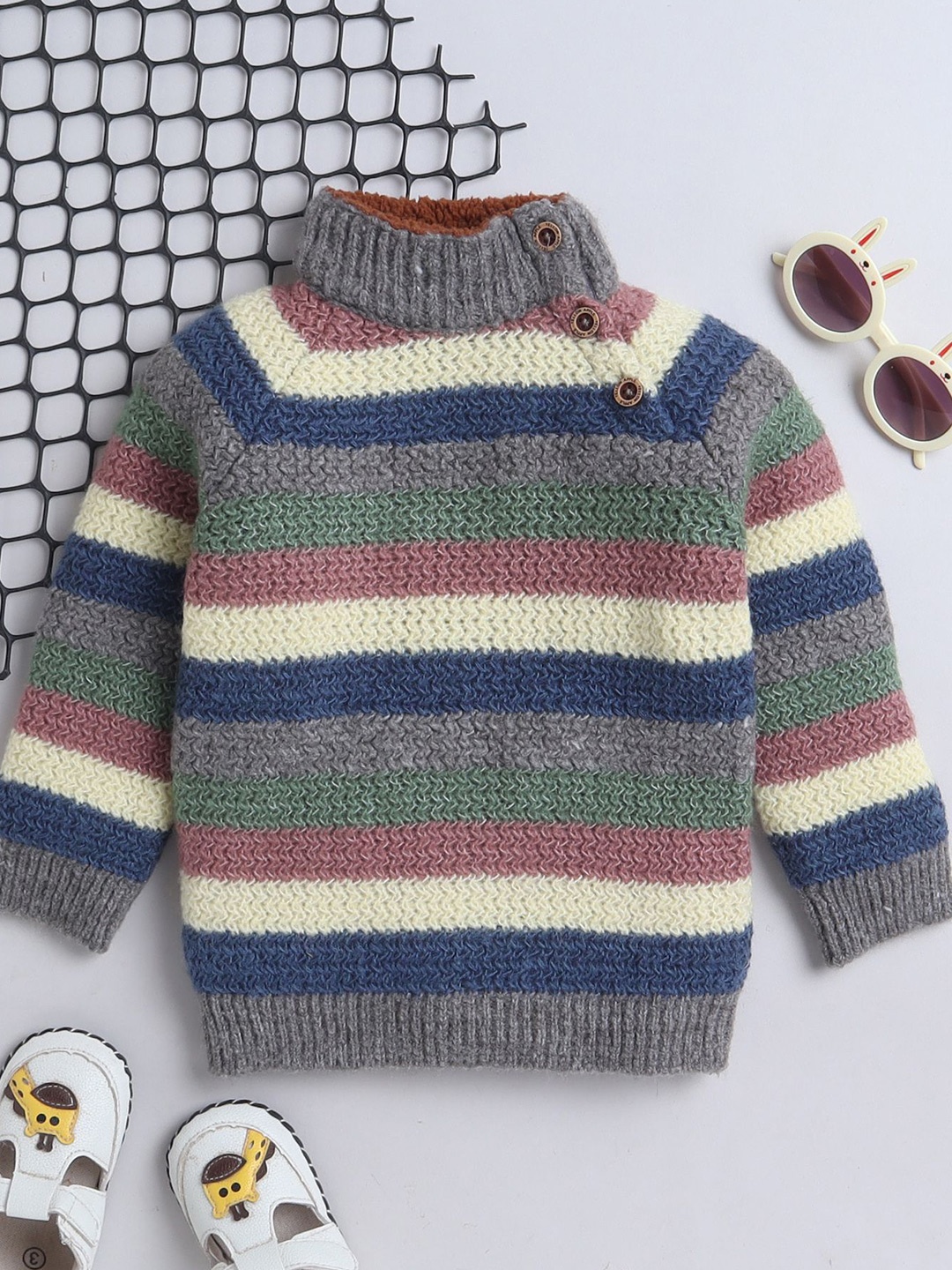 

Yellow Apple Boys Striped Sweater Vest, Green