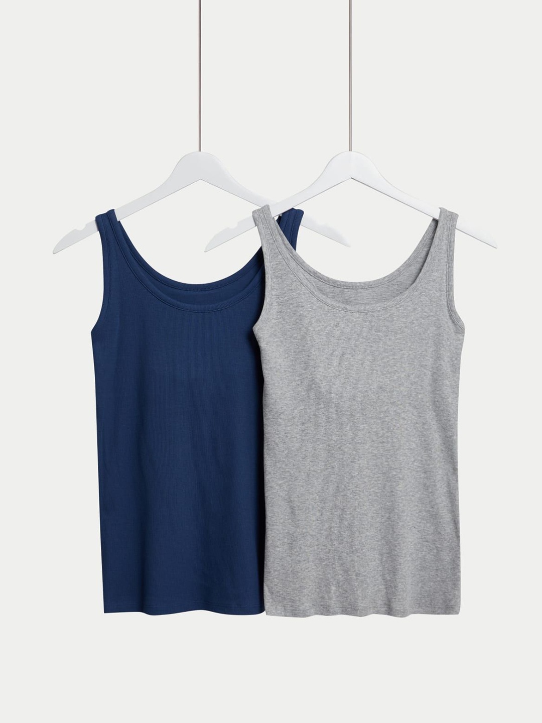 

Marks & Spencer Women Pack Of 2 Scoop Neck Basic Innerwear, Blue