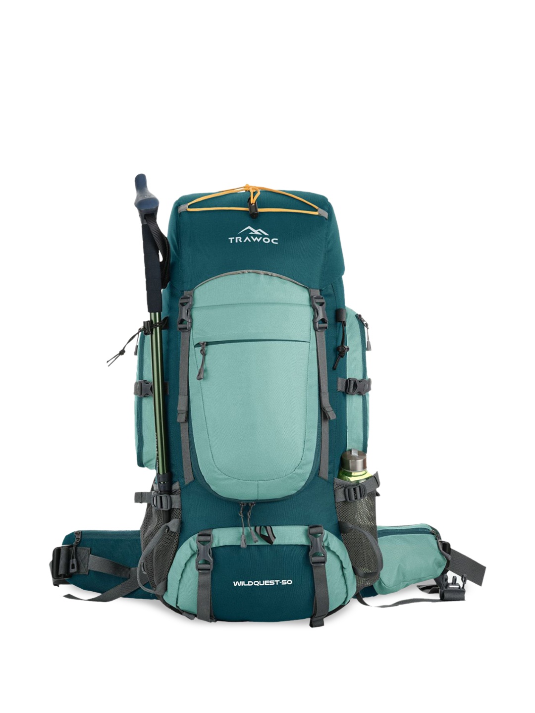 

TRAWOC Unisex WILDQUEST 50L Travel Backpack with Laptop Compartment & Rain Cover, Teal