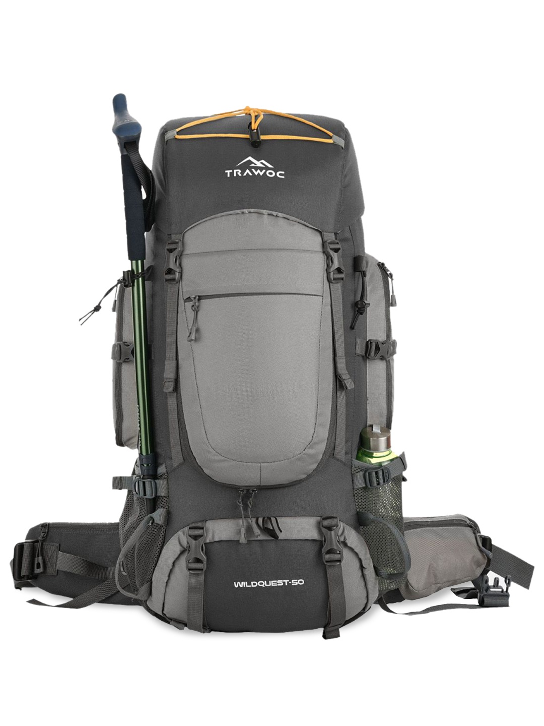 

TRAWOC WILDQUEST solid 50L Rucksack for with shoe and laptop compartment, Black