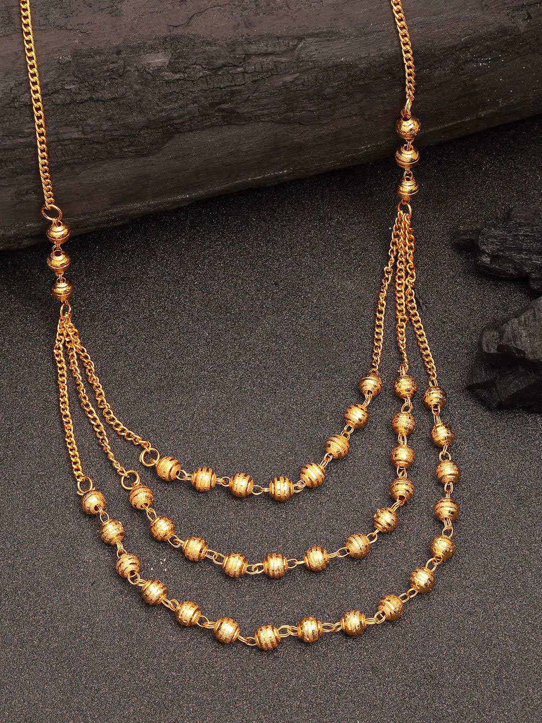 

NVR Women Gold-Plated Artificial Beads Layered Chain