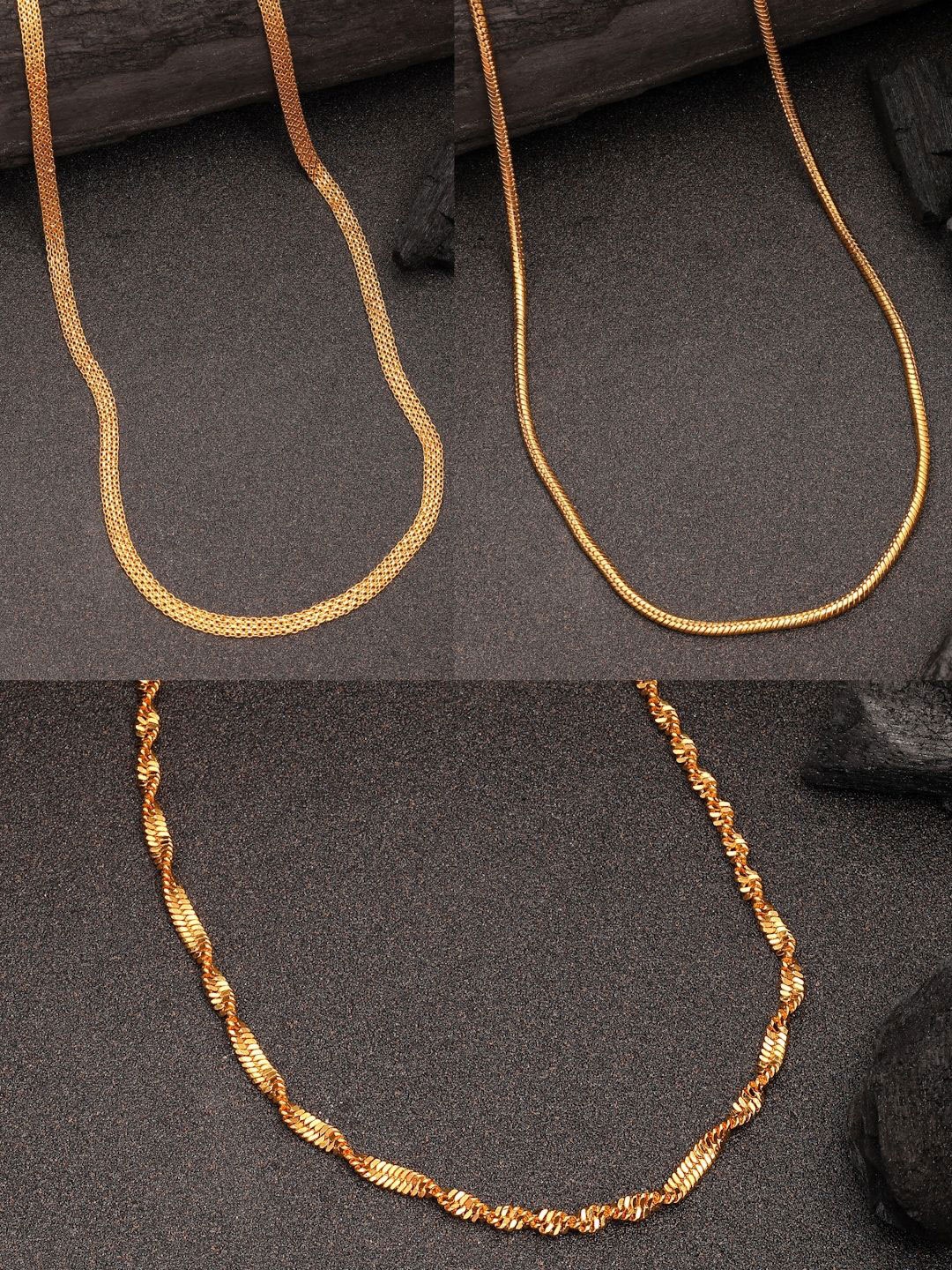 

NVR Women Set of 3 Gold-Plated Minimal Chain