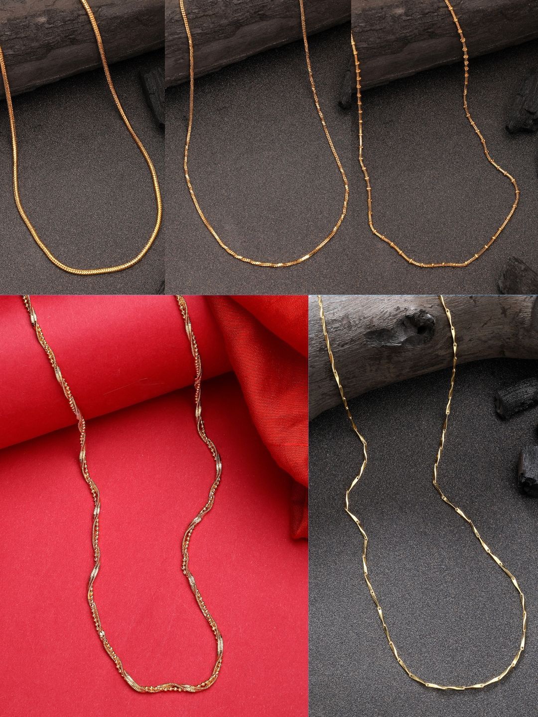 

NVR Women Set of 5 Gold-Plated Minimal Chain
