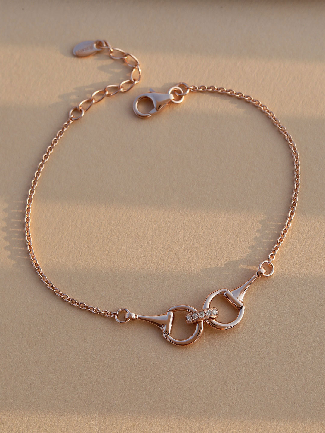 

DIAVO Graceful Rosette Rose Gold-Plated Silver Cubic Zirconia Wraparound Bracelet