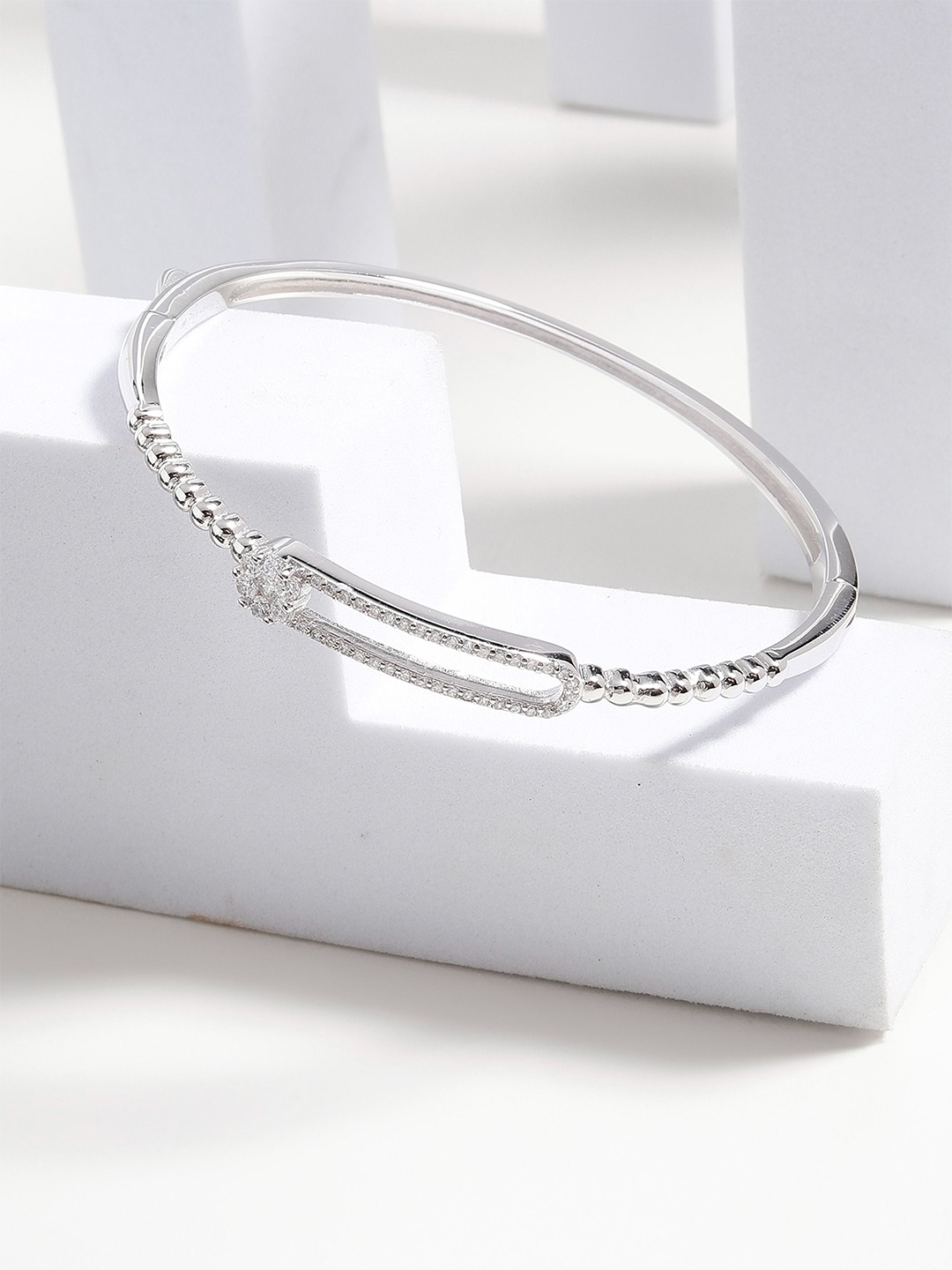 

DIAVO The Mira Silver Cubic Zirconia Bangle-Style Bracelet
