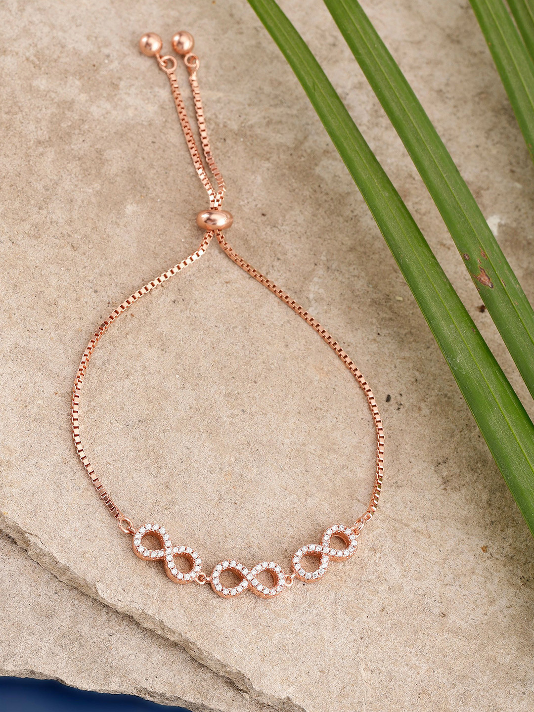 

DIAVO Everlasting Affair Silver Cubic Zirconia Wraparound Bracelet, Rose gold