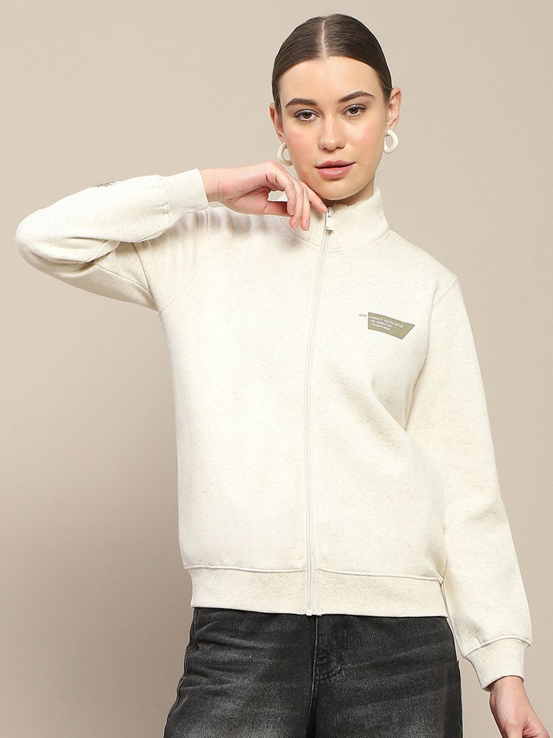 

Madame Women Zipper Sweatshirt, Off white