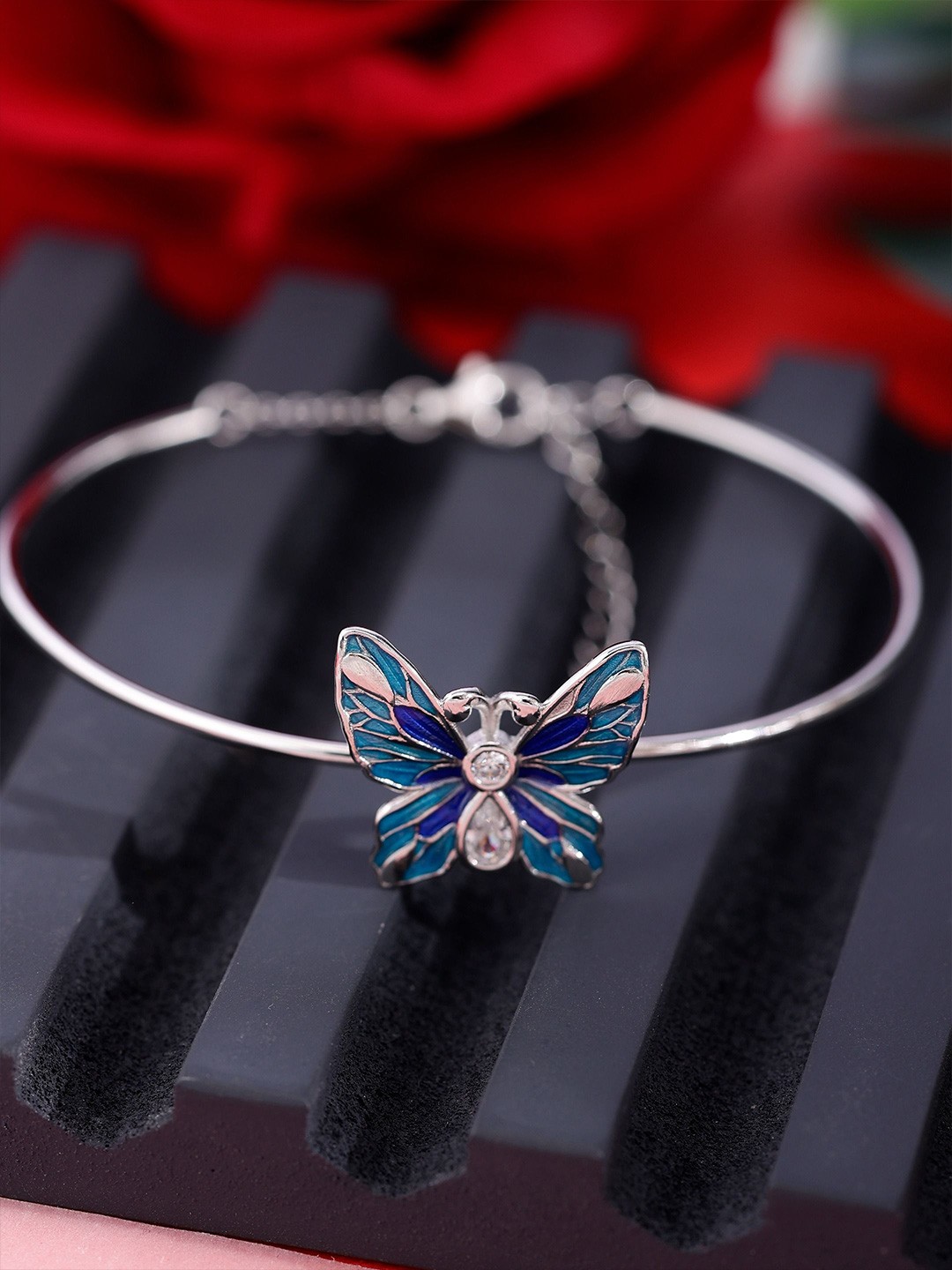 

DIAVO Sterling Silver Cubic Zirconia Azure Butterfly Dreams Wraparound Bracelet