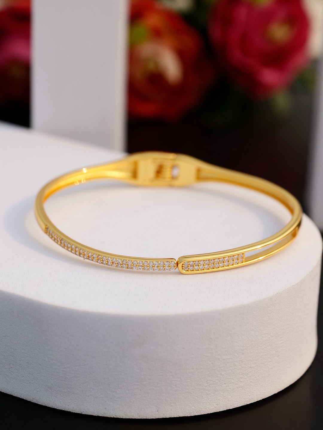 

DIAVO Gold-Plated Silver Cubic Zirconia The Asha Bangle-Style Bracelet