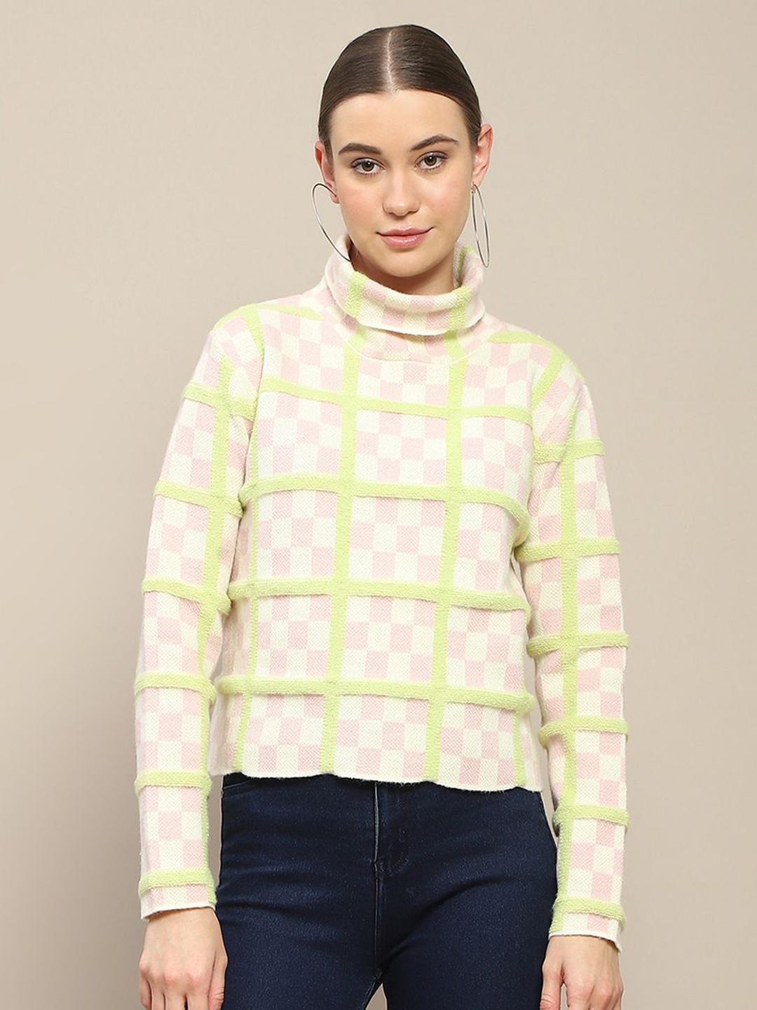 

Madame Women Self Design Pullover Sweaters, Pink