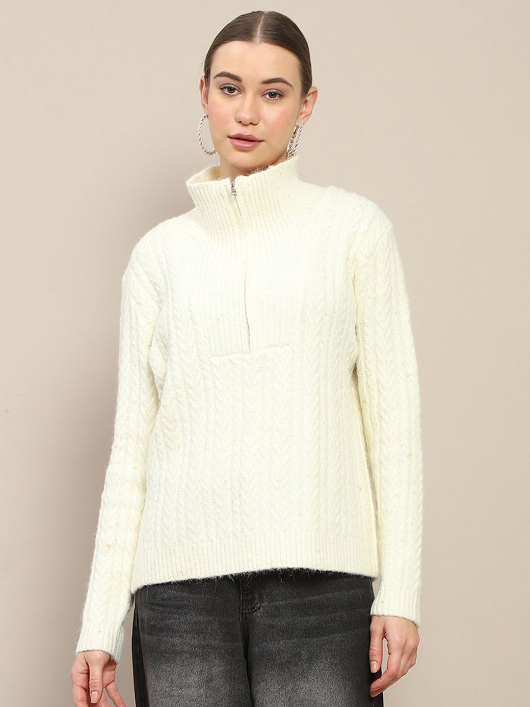 

Madame Women Turtle Neck Pullover Sweaters, Off white