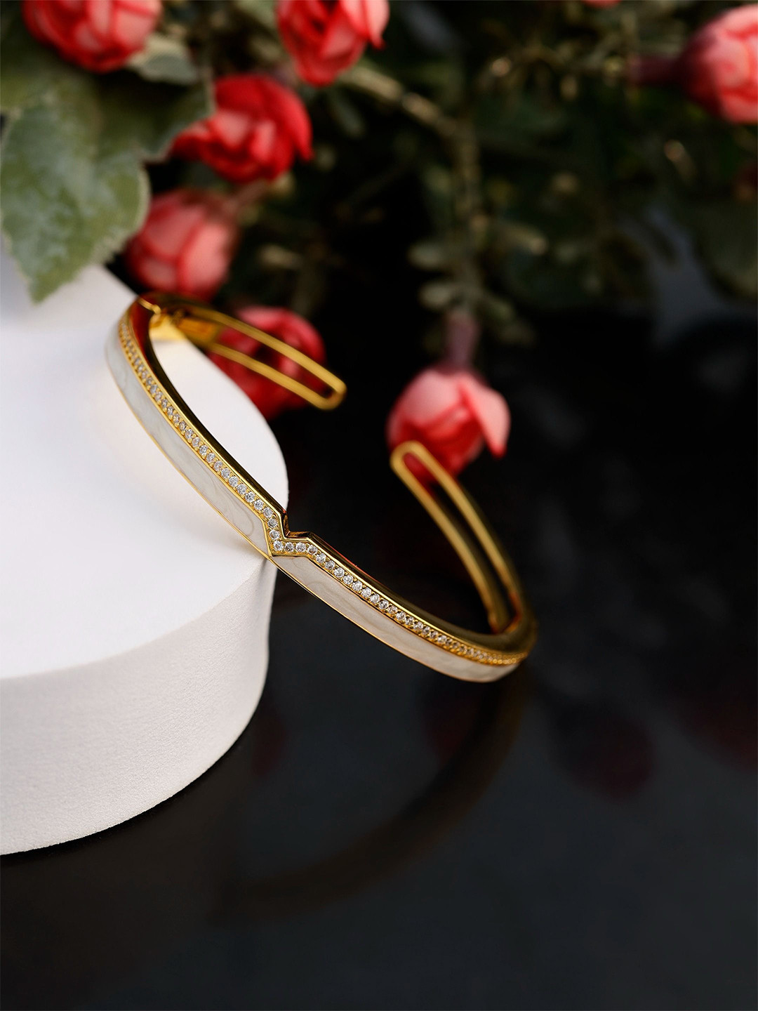 

DIAVO Cubic Zirconia The Vera Layered Silver Cuff Bracelet, Gold
