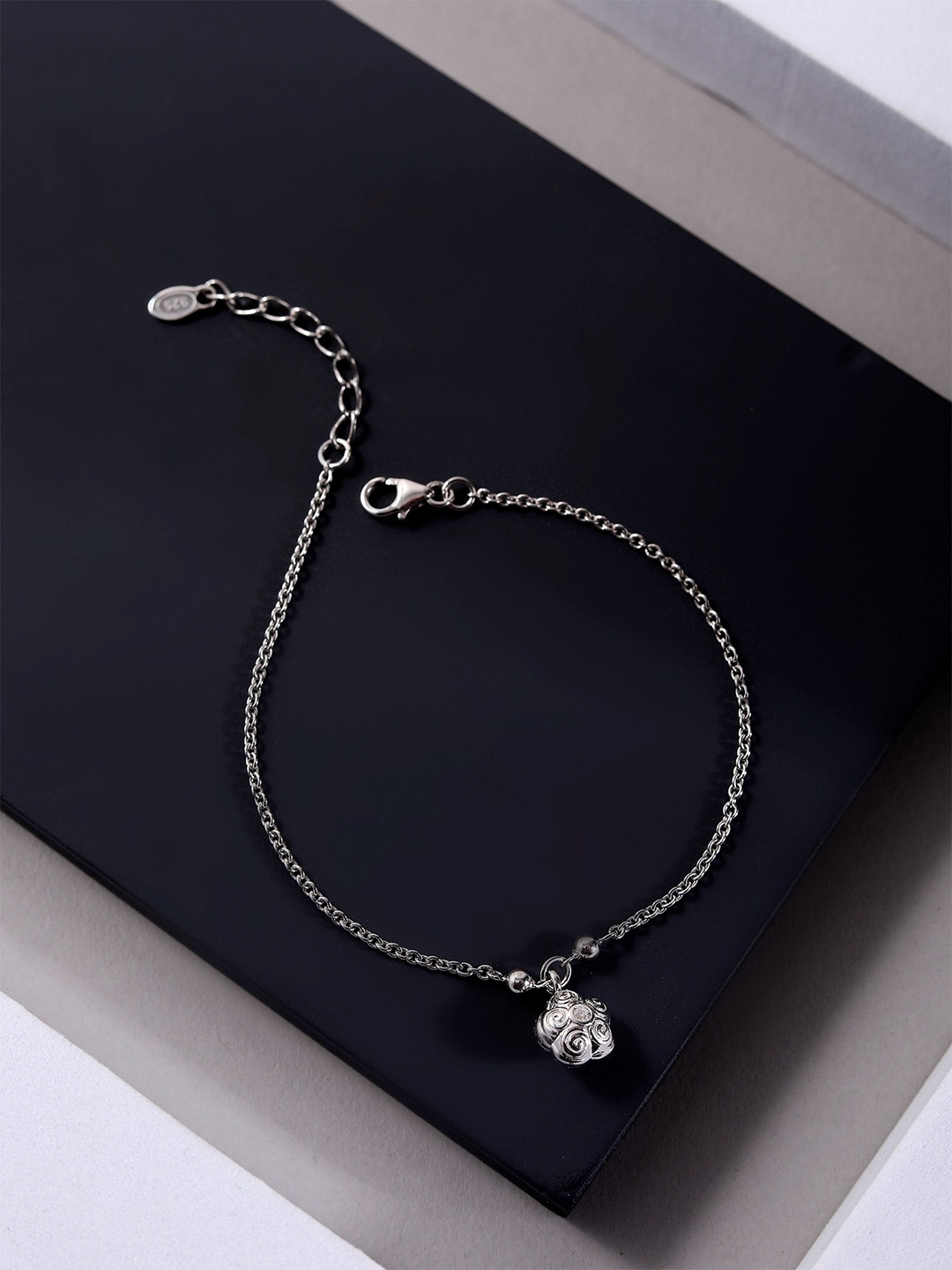 

DIAVO CZ-Studded Floral Elegance Charm Bracelet, Silver