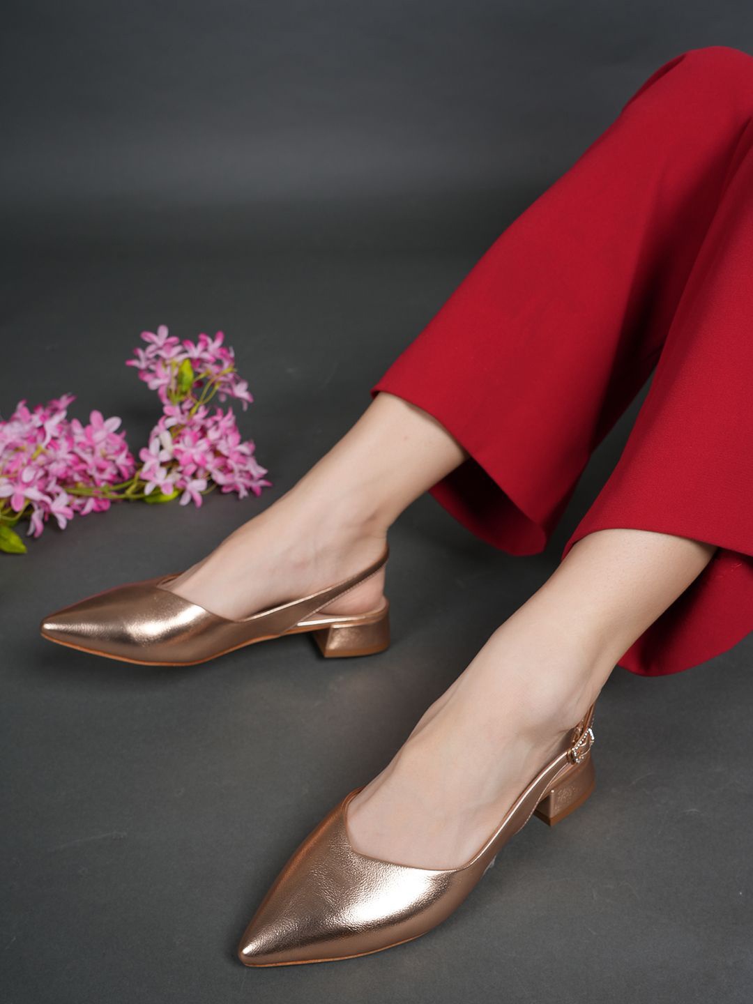 

Lavie Women Pointed Toe Party Block Sandals, Rose gold